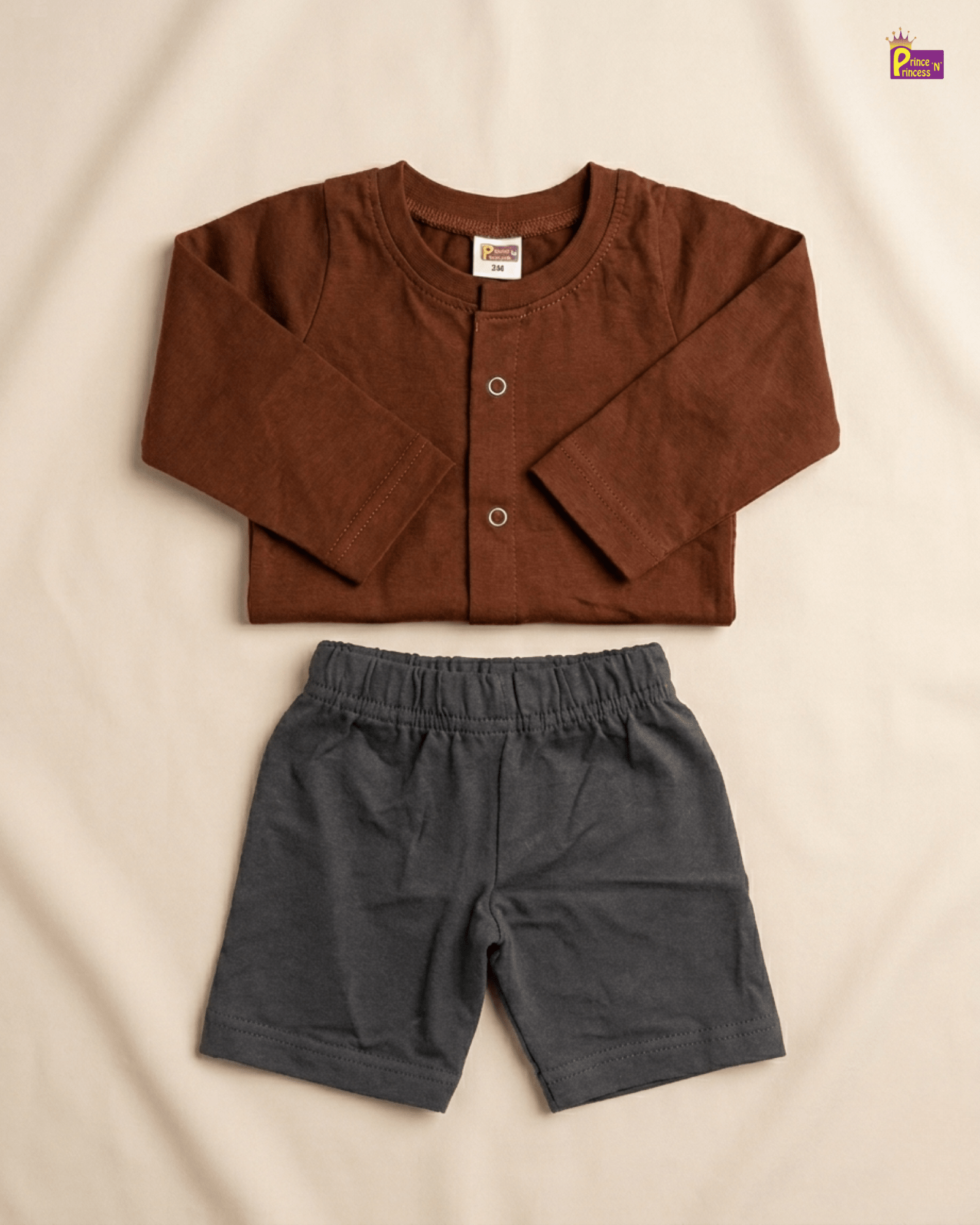 Boys Brown Grey Full sleeve Jabla with Pant JB107 for kids festival wear