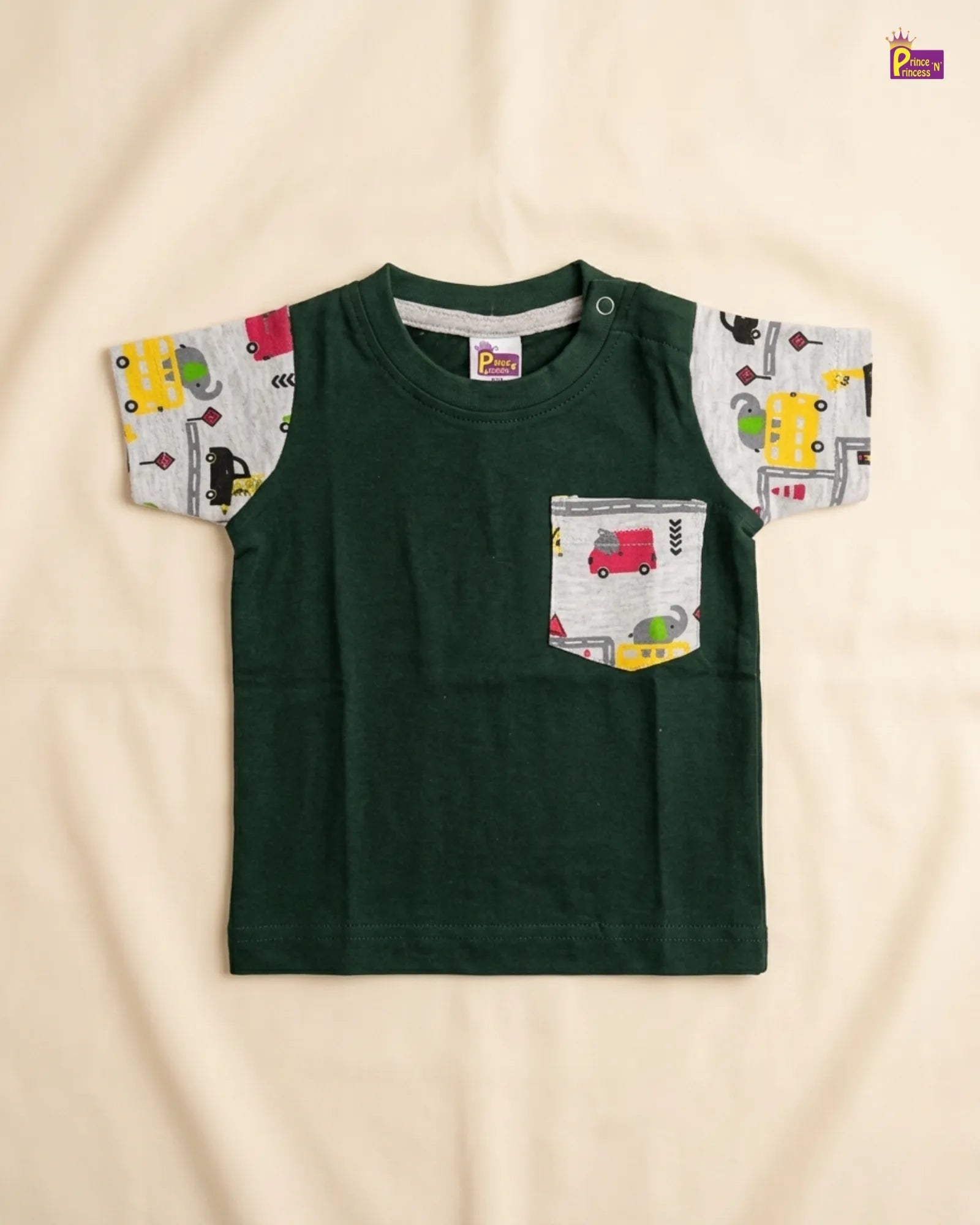 Boys Cotton Fused in Green T-Shirt TS097 for kids festival wear