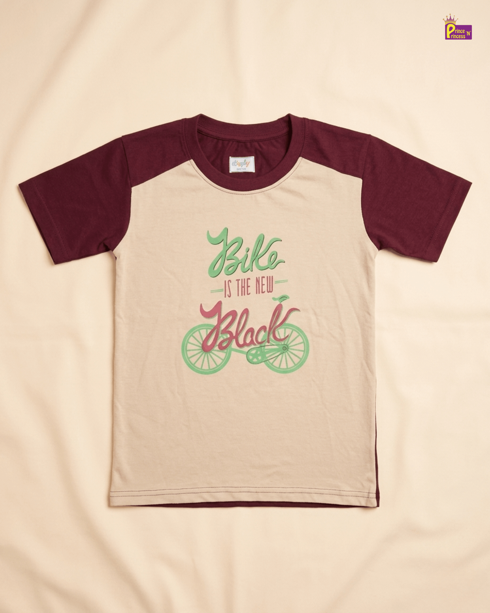 Boys Cotton Fused T-Shirt in Cream with Maroon TS194 for kids festival wear