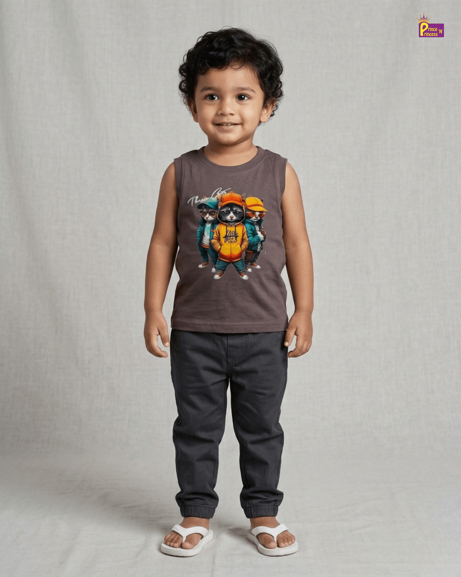 Boys Cotton Fused T-Shirt in Grey TS129 for kids festival wear
