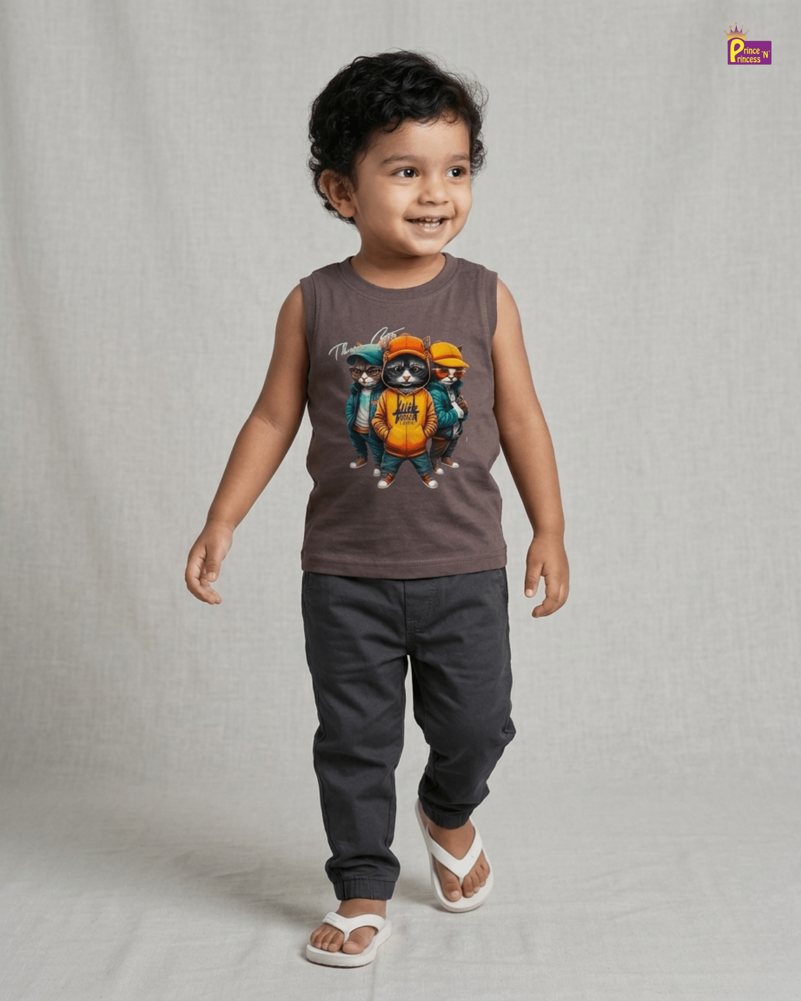 Boys Cotton Fused T-Shirt in Grey TS129 for kids festival wear