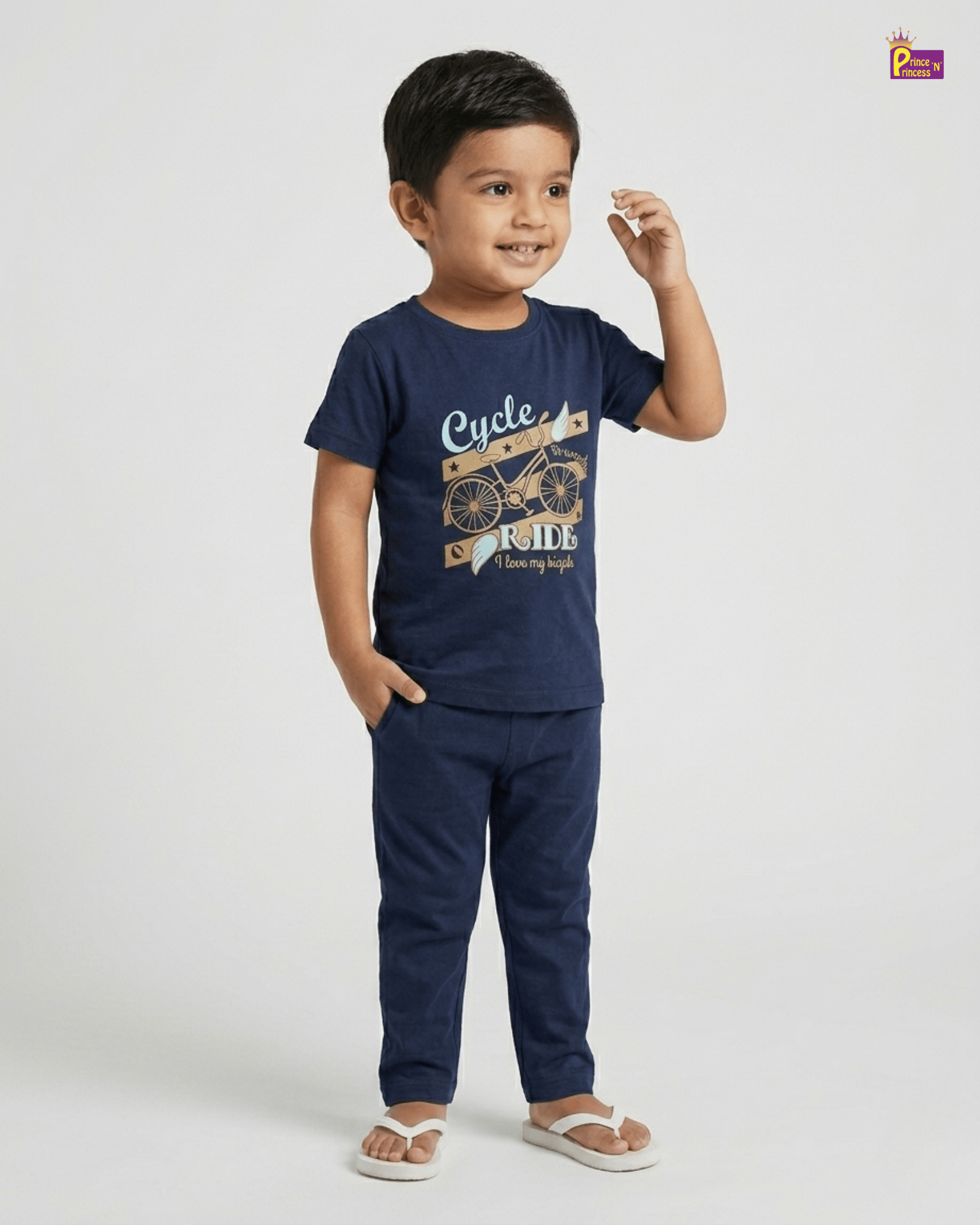 Boys Cotton Fused T-Shirt in Navy TS193 for kids festival wear