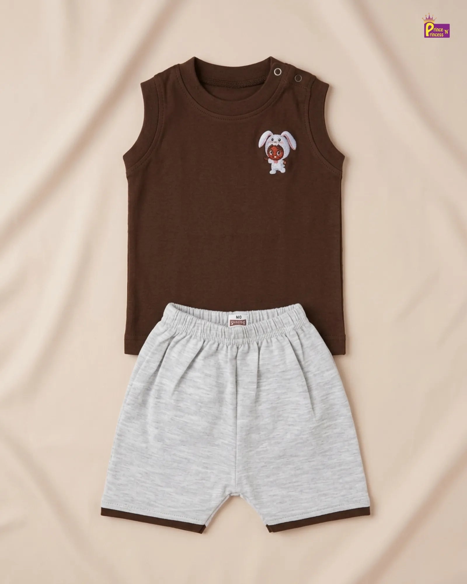 Boys Cotton Half - Sleeve T-Shirt in Brown TS143 for kids festival wear