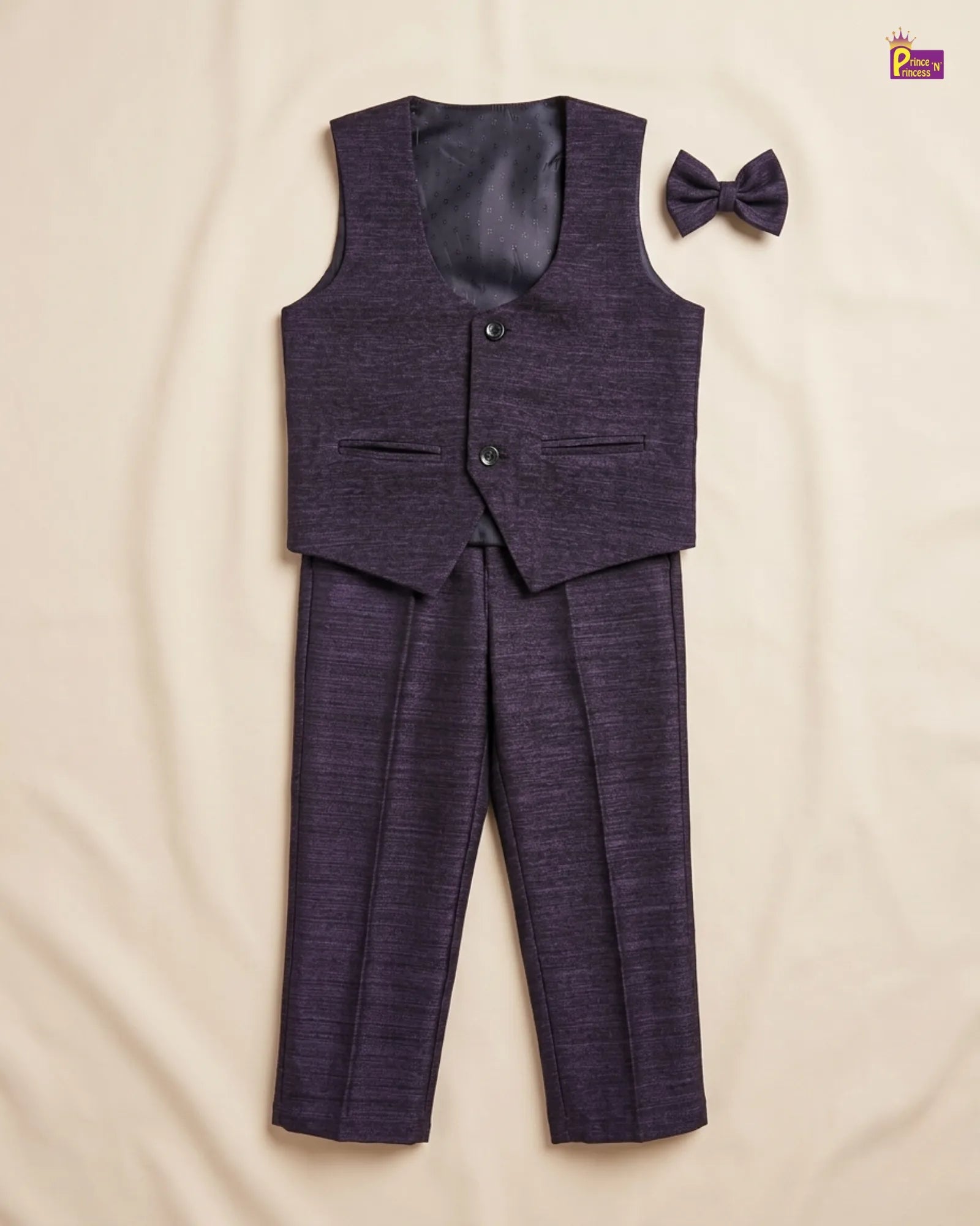 Boys Cotton Jacket With Bow and Pant in Purple WC006 for kids festival wear
