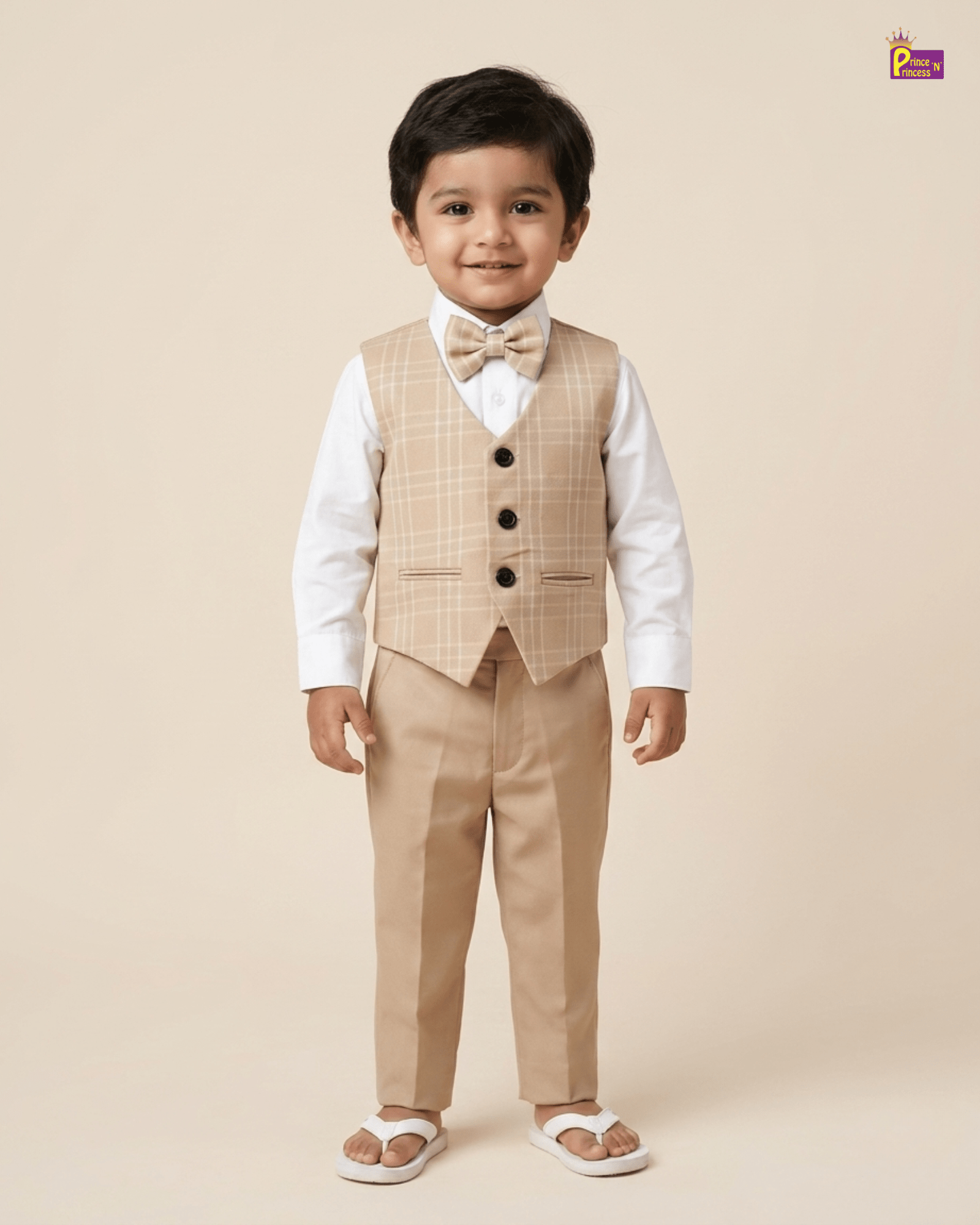 Boys Cotton Jacket With Bow in Sandal WC004 for kids festival wear