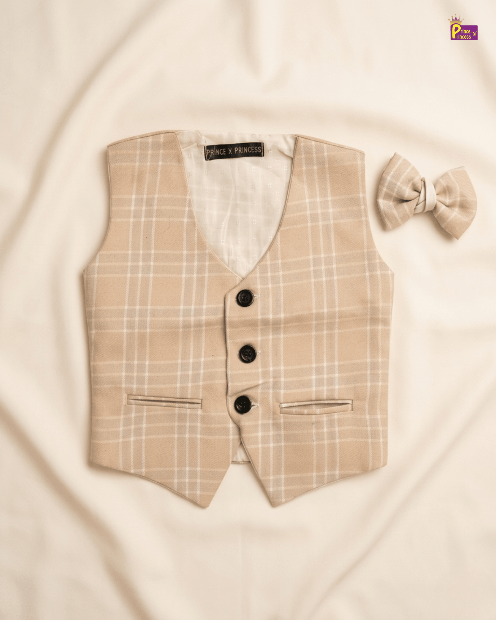 Boys Cotton Jacket With Bow in Sandal WC004 for kids festival wear