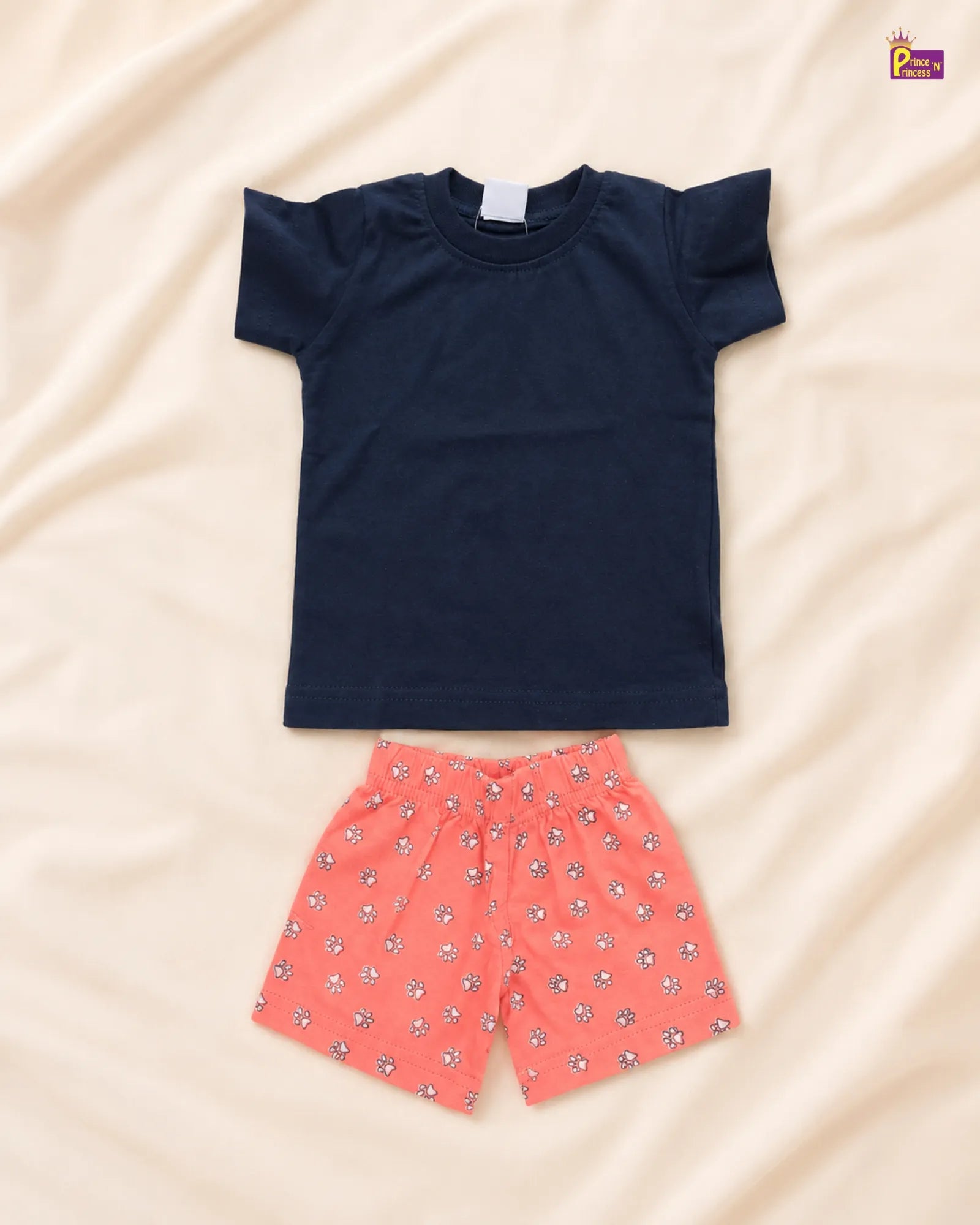 Boys Cotton Navy T-Shirt with Light Orange Trouser TS060 for kids festival wear