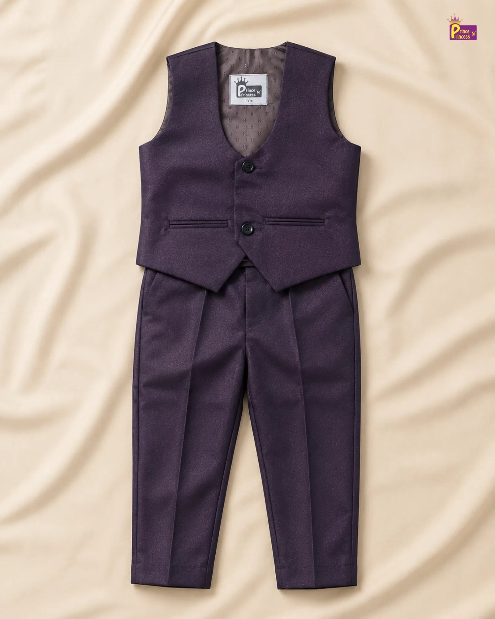 Boys Cotton Overcoat With Pant in Dark Purple WC007 for kids festival wear