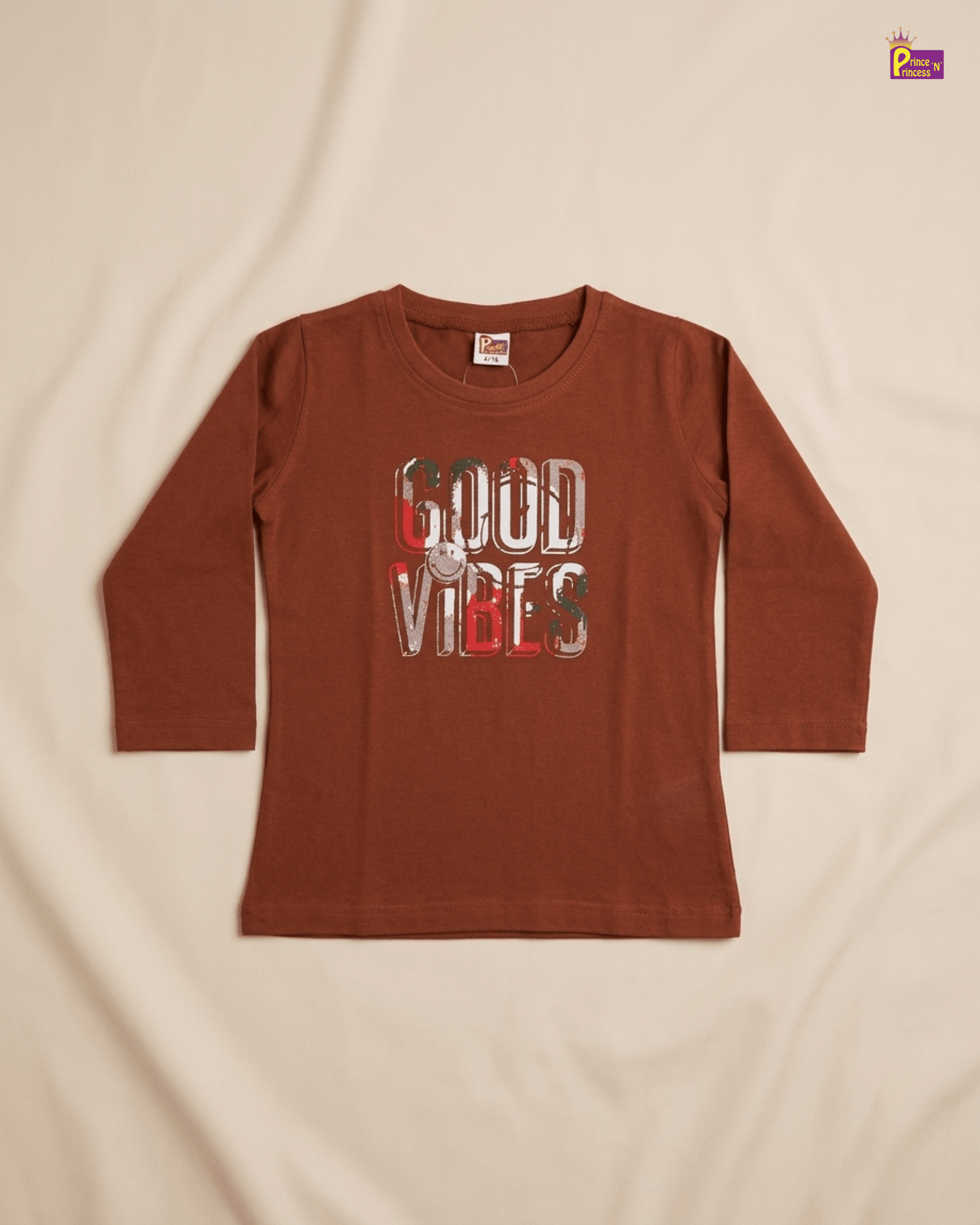 Boys Cotton Printed T-Shirt in Brown TS171 for kids festival wear