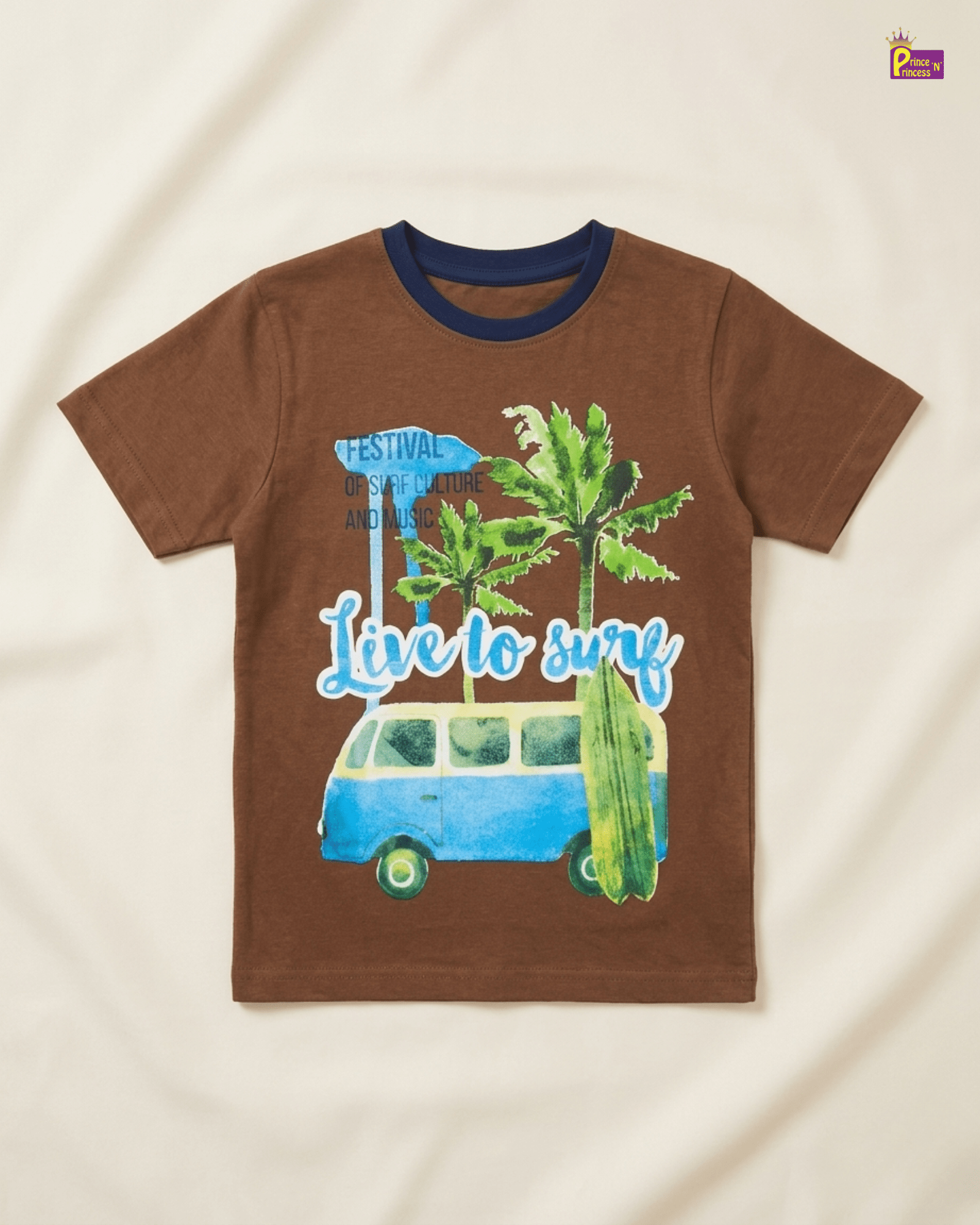 Boys Cotton Printed T-Shirt in Brown TS191 for kids festival wear