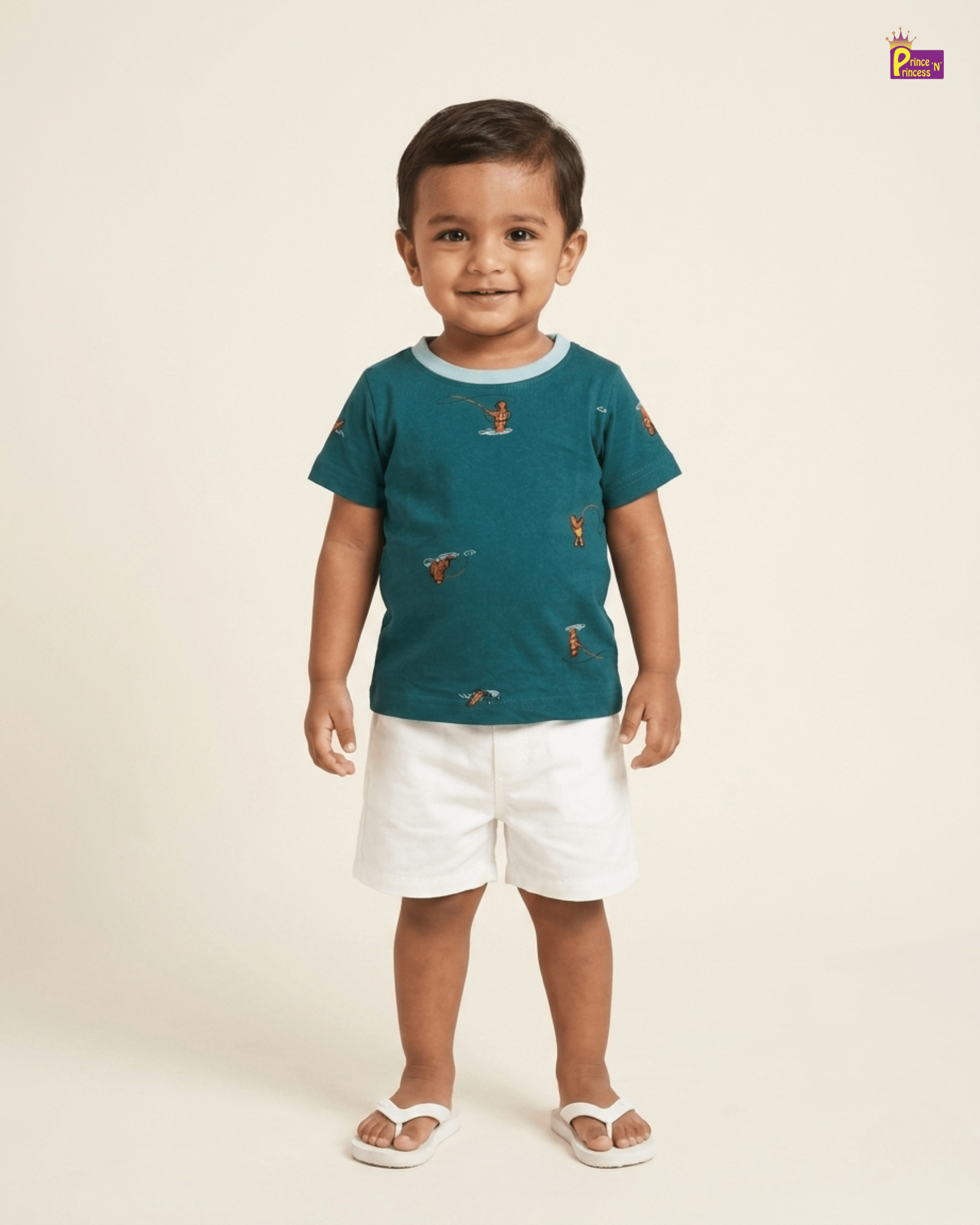 Boys Cotton Printed T-Shirt in Green TS102 for kids festival wear