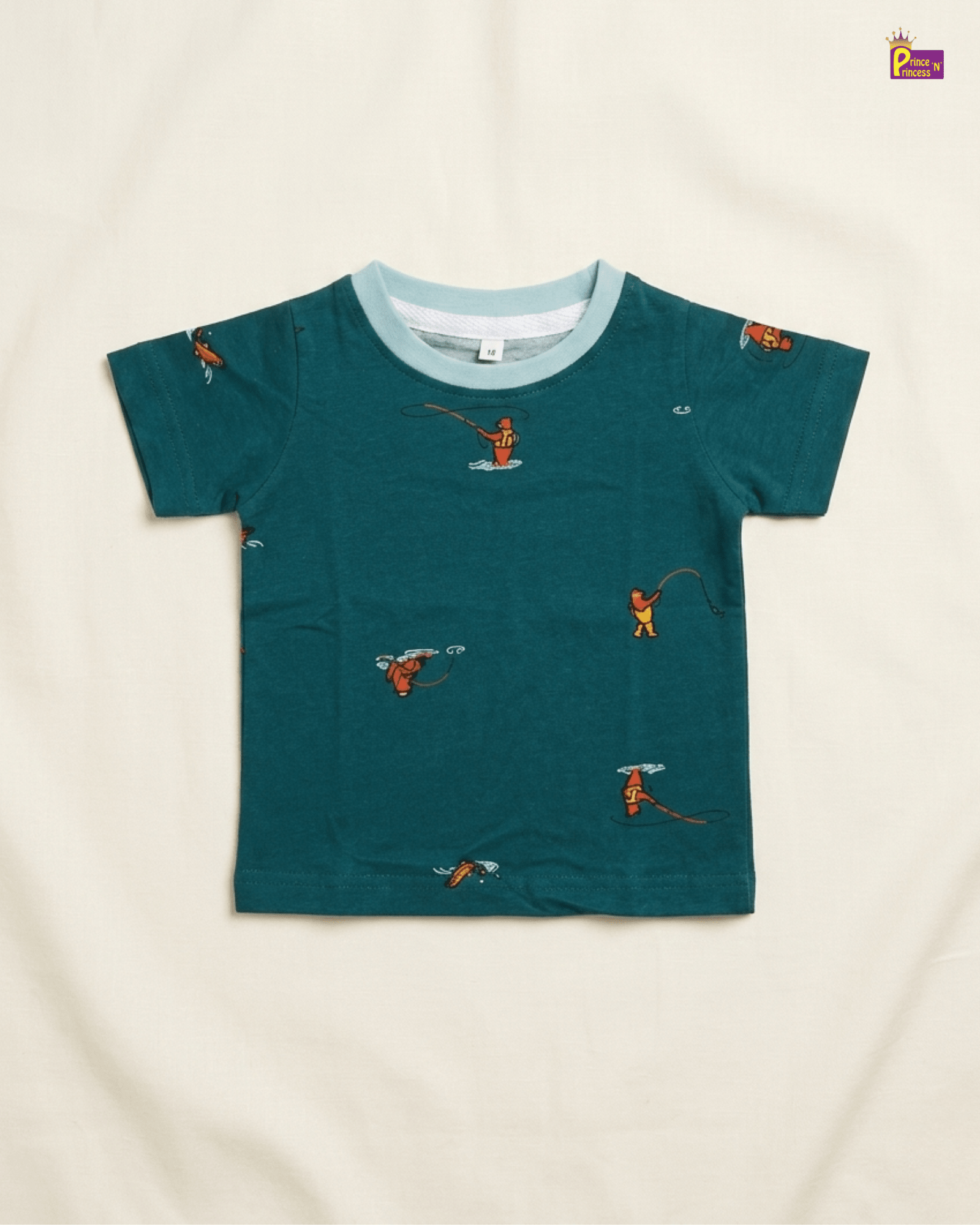 Boys Cotton Printed T-Shirt in Green TS102 for kids festival wear