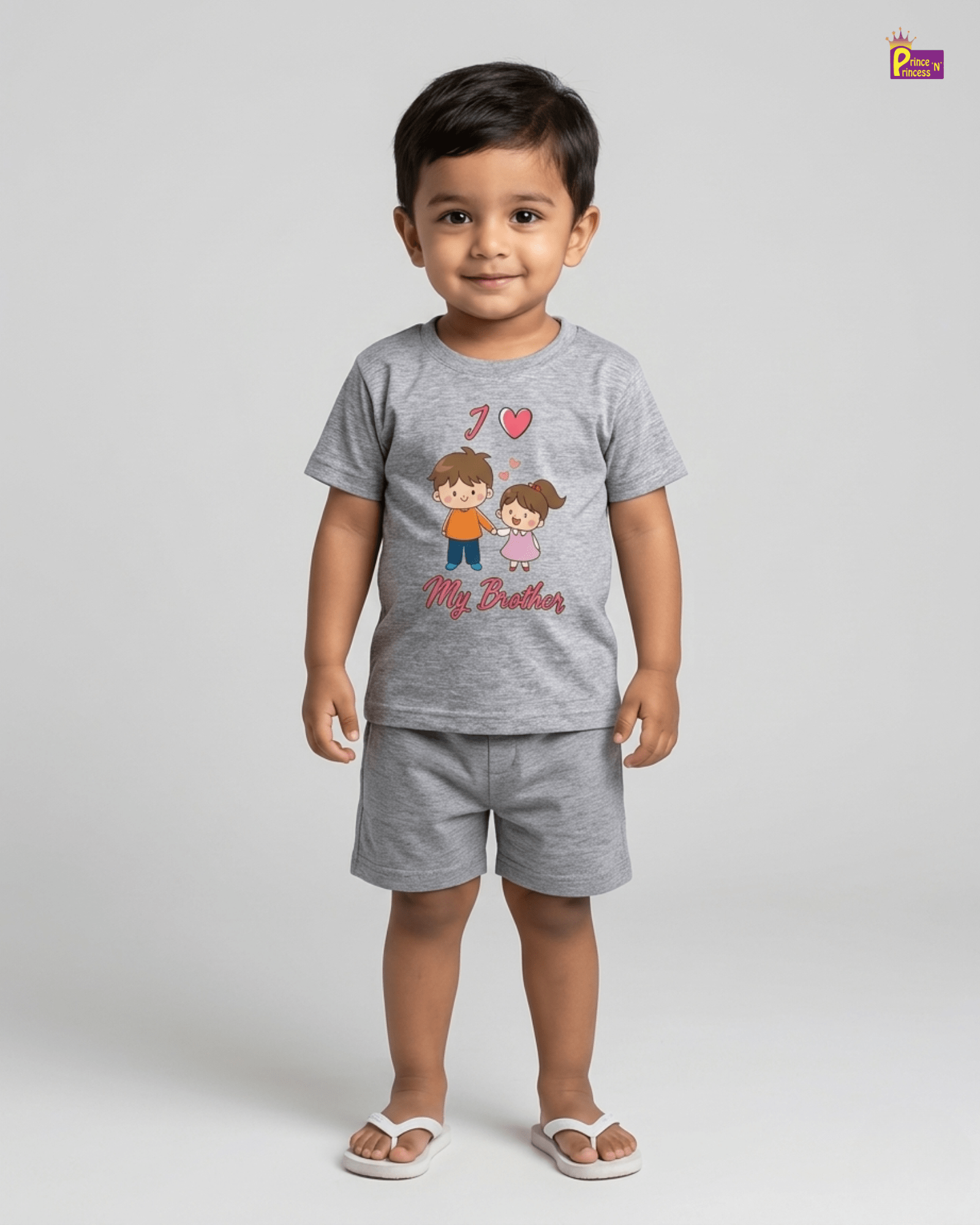 Boys Cotton Printed T-Shirt in Grey TS175 for kids festival wear