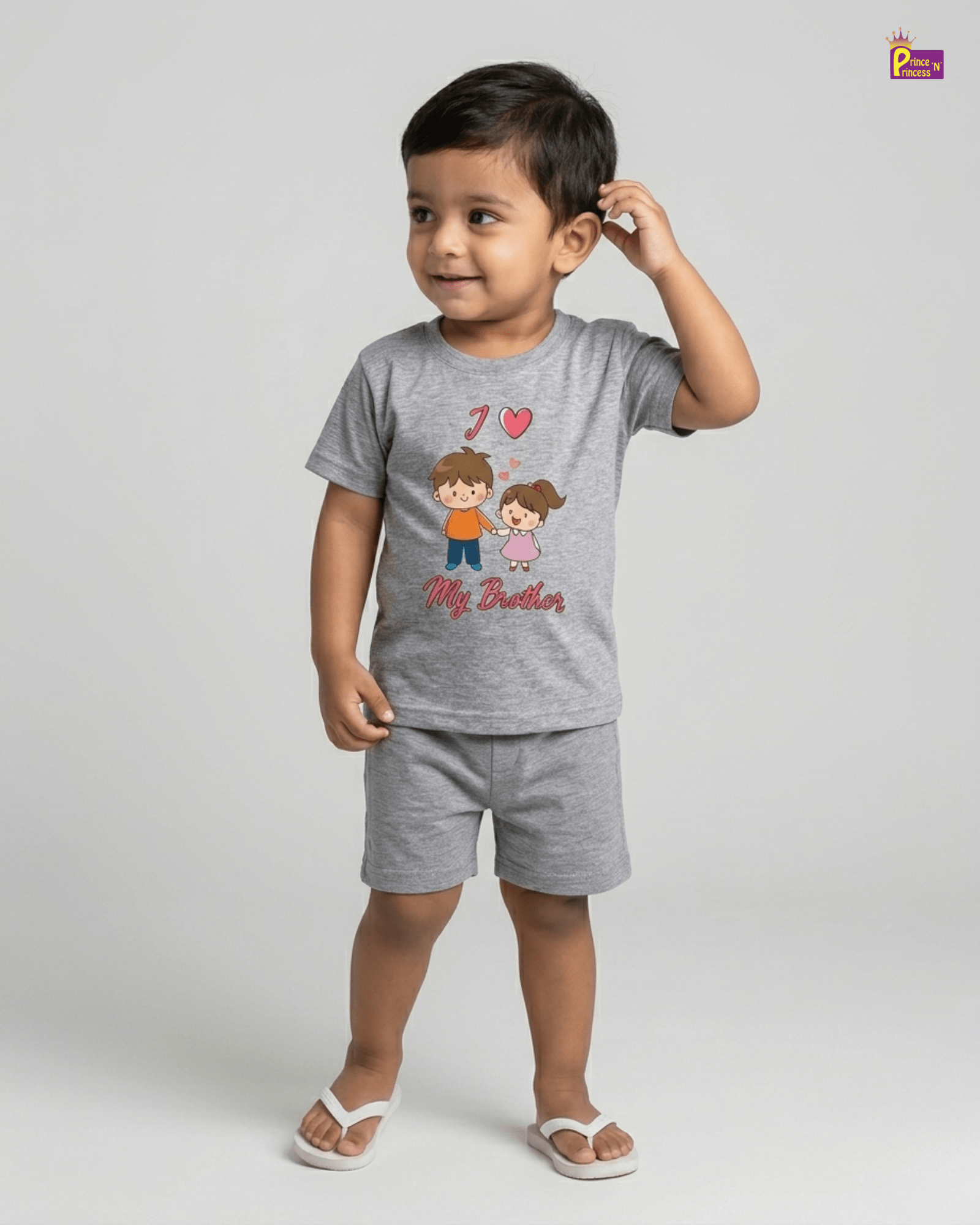 Boys Cotton Printed T-Shirt in Grey TS175 for kids festival wear
