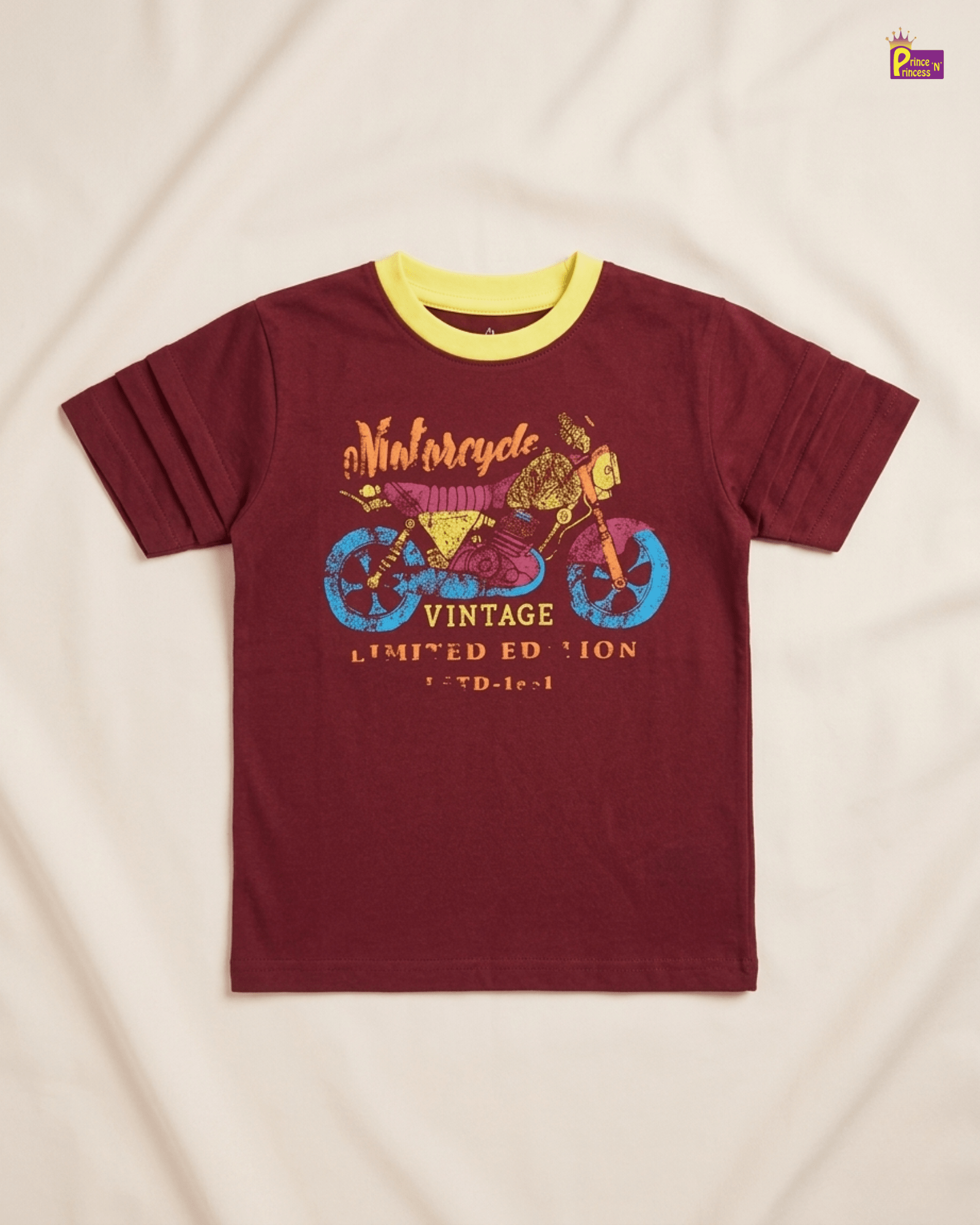 Boys Cotton Printed T-Shirt in Maroon TS190 for kids festival wear