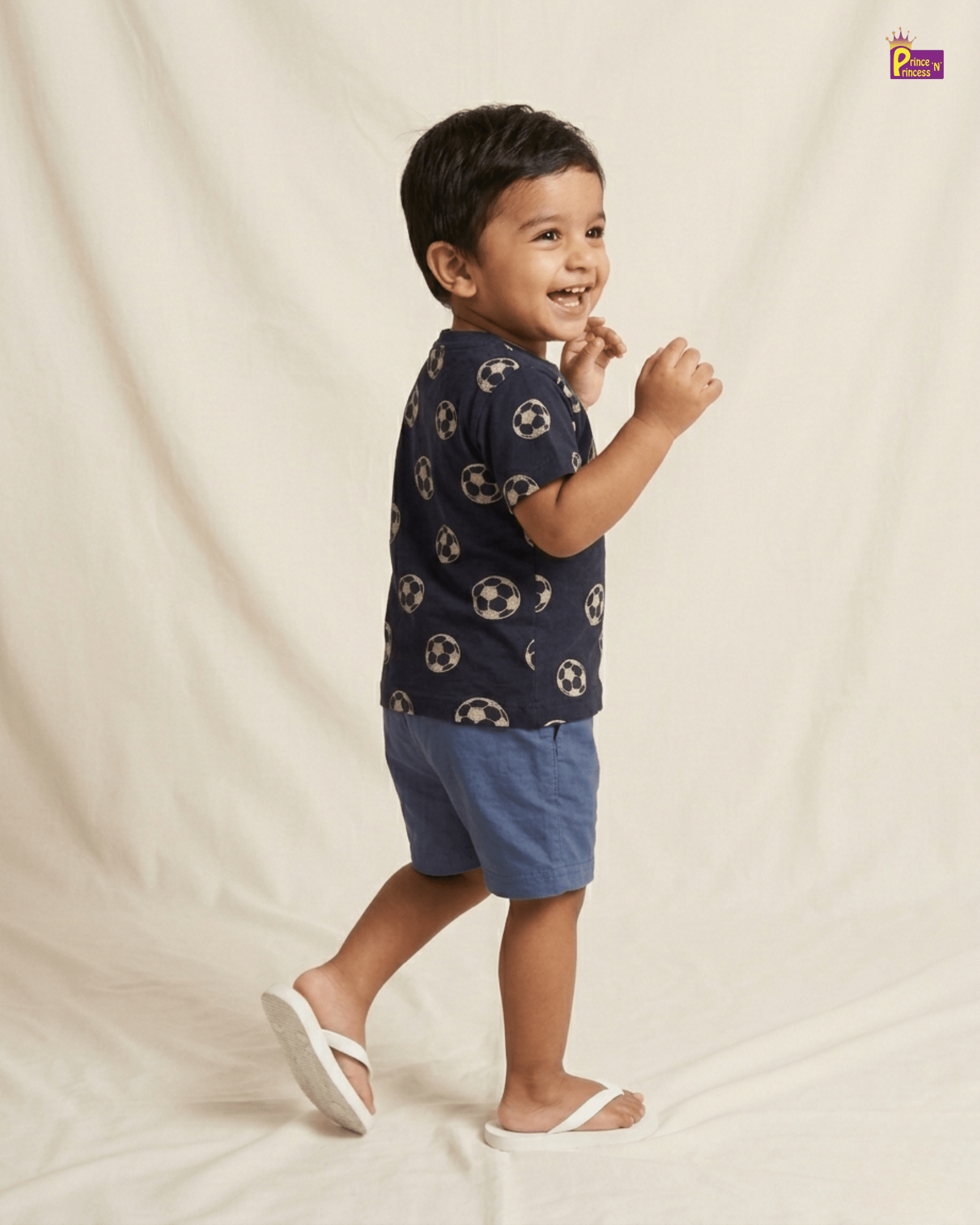 Boys Cotton Printed T-Shirt in Navy TS058 for kids festival wear