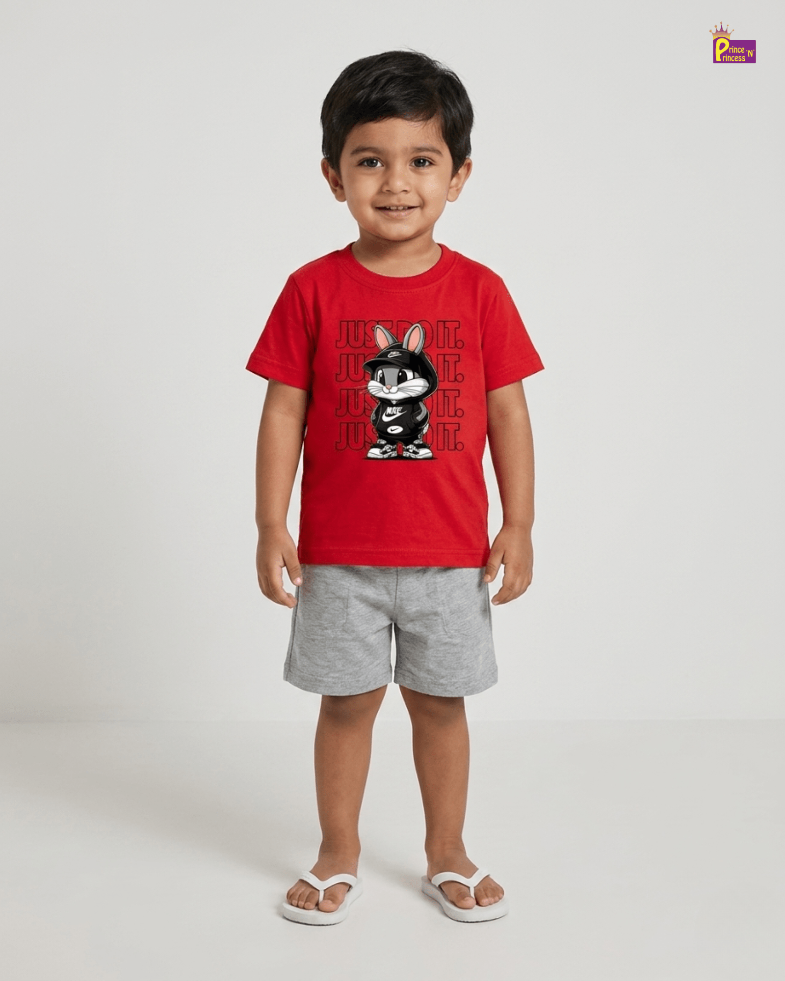 Boys Cotton Printed T-Shirt in Red TS176 for kids festival wear