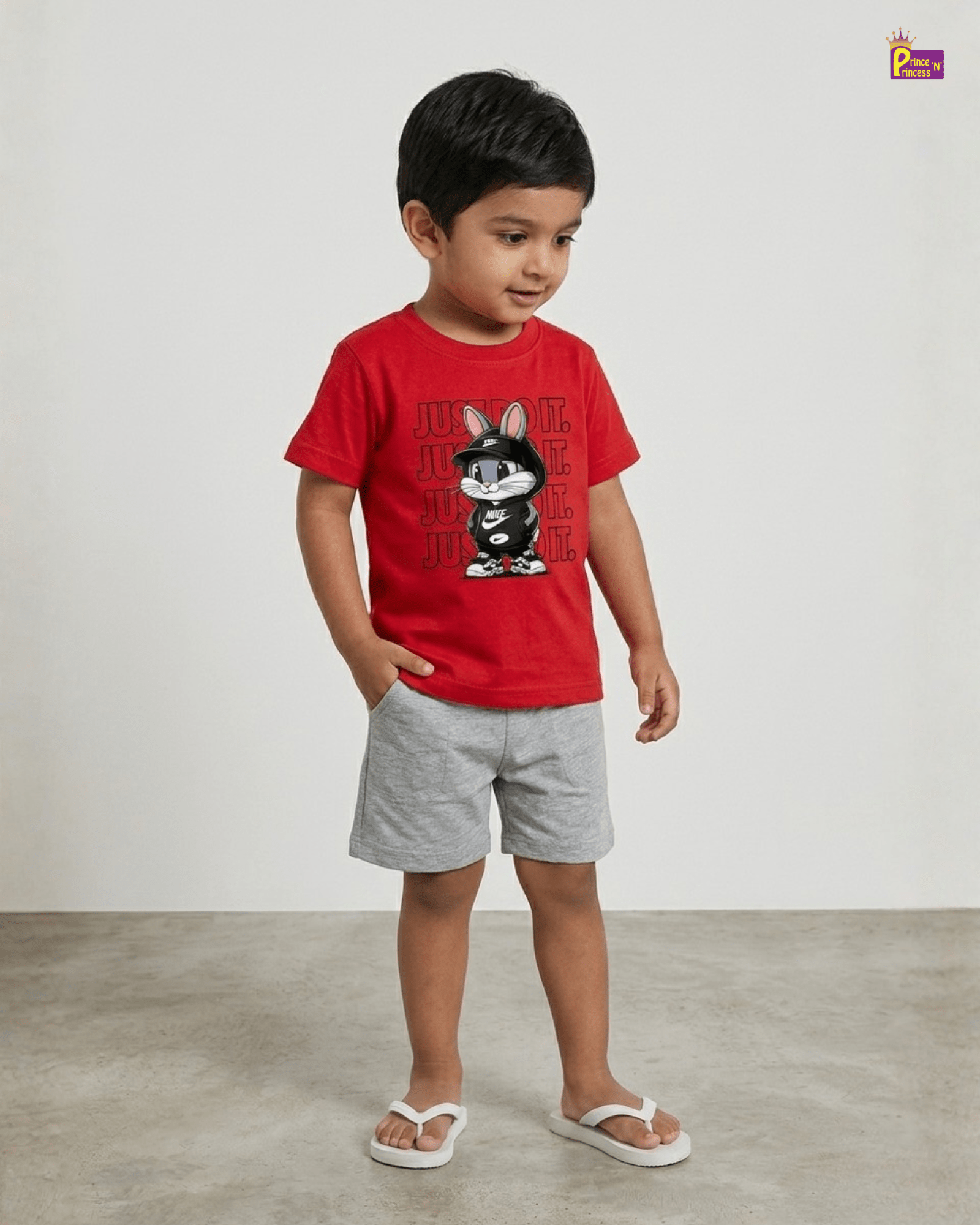 Boys Cotton Printed T-Shirt in Red TS176 for kids festival wear