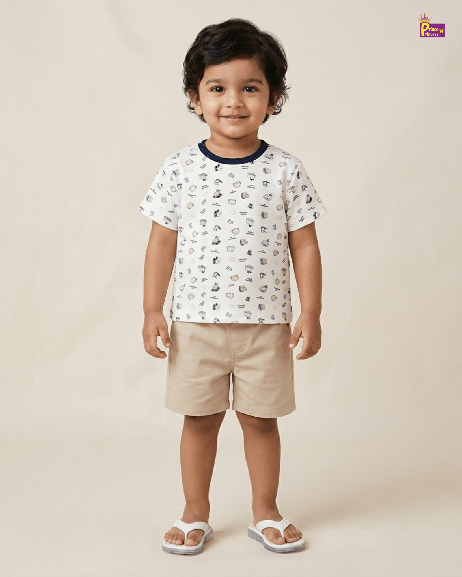 Boys Cotton Printed T-Shirt in White TS003 for kids festival wear