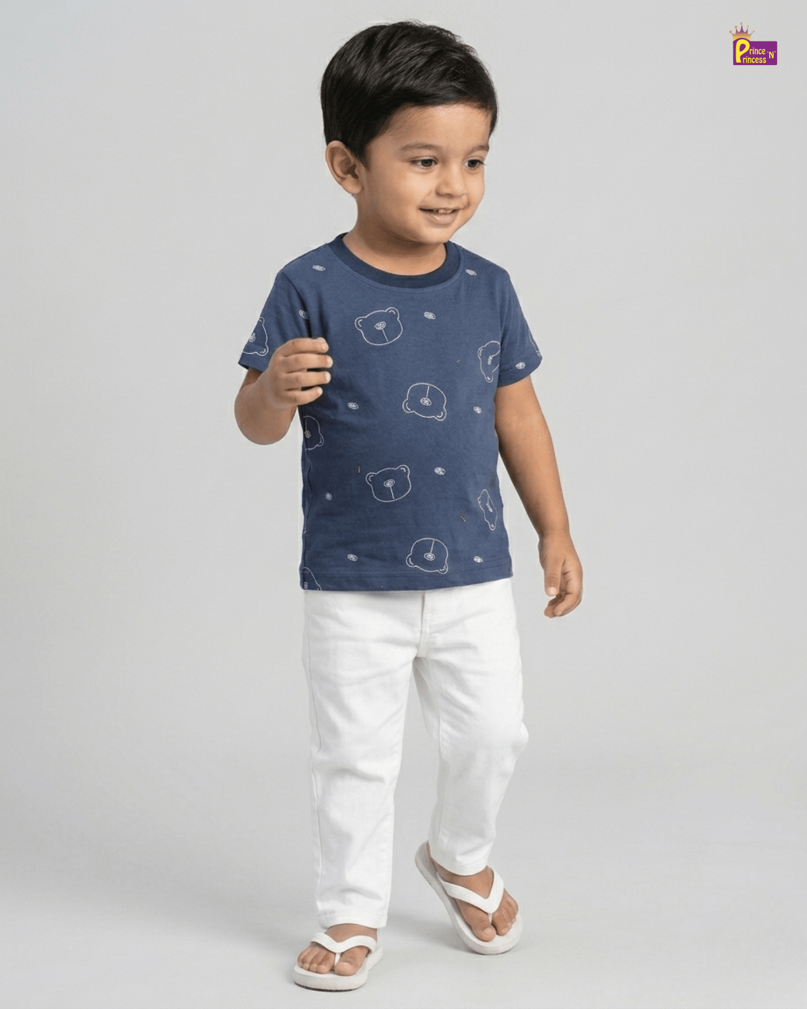 Boys Cotton Printed TShirt in Blue TS078 for kids festival wear