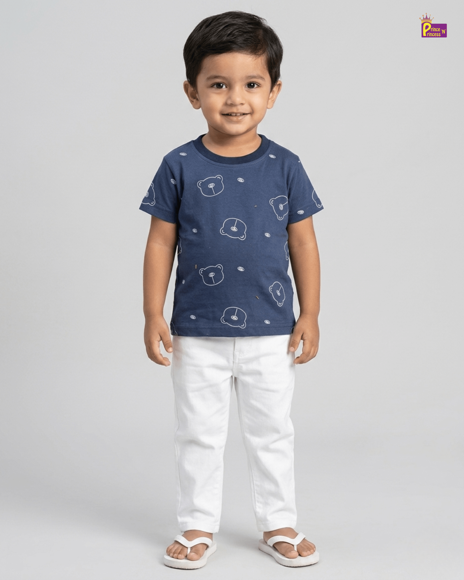 Boys Cotton Printed TShirt in Blue TS078 for kids festival wear