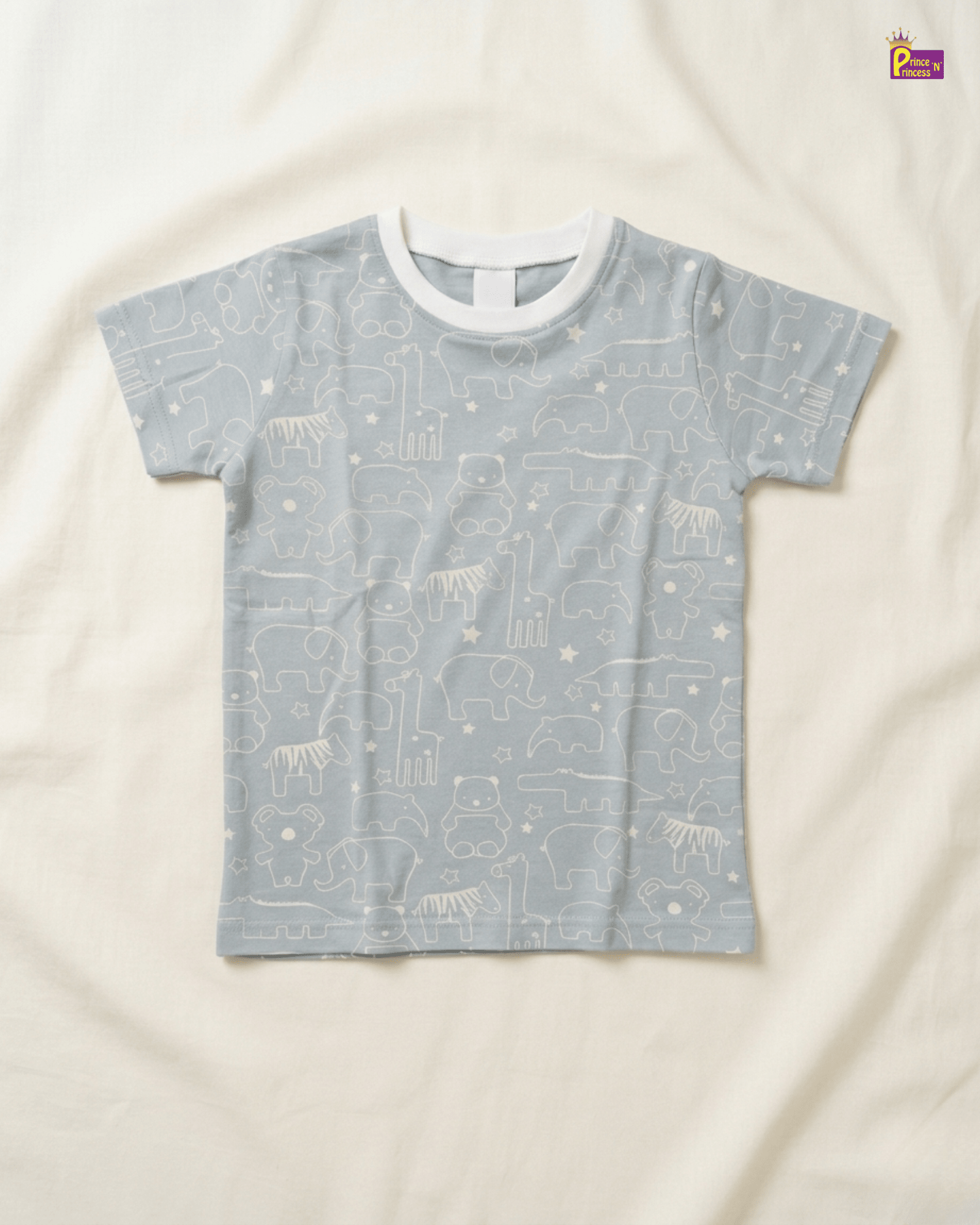 Boys Cotton Printed TShirt in Dusty Blue TS092 for kids festival wear