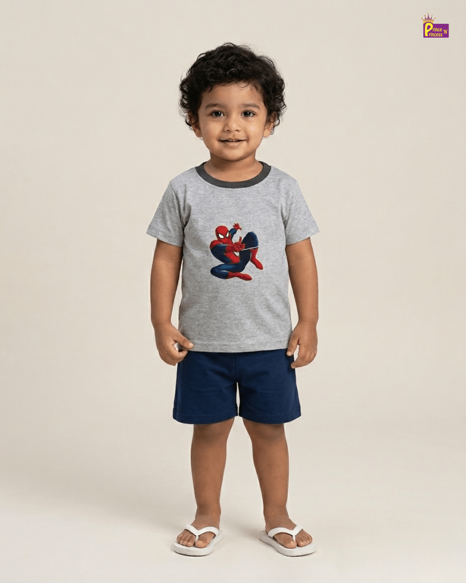 Boys Cotton Printed TShirt in Grey TS122 for kids festival wear