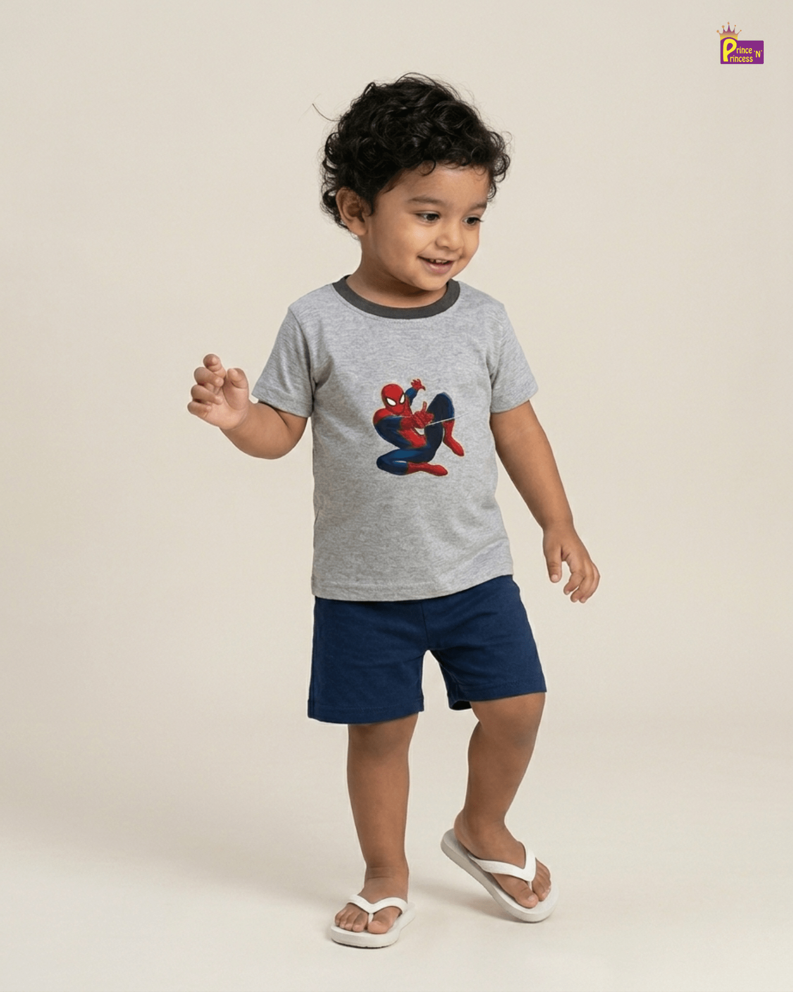 Boys Cotton Printed TShirt in Grey TS122 for kids festival wear