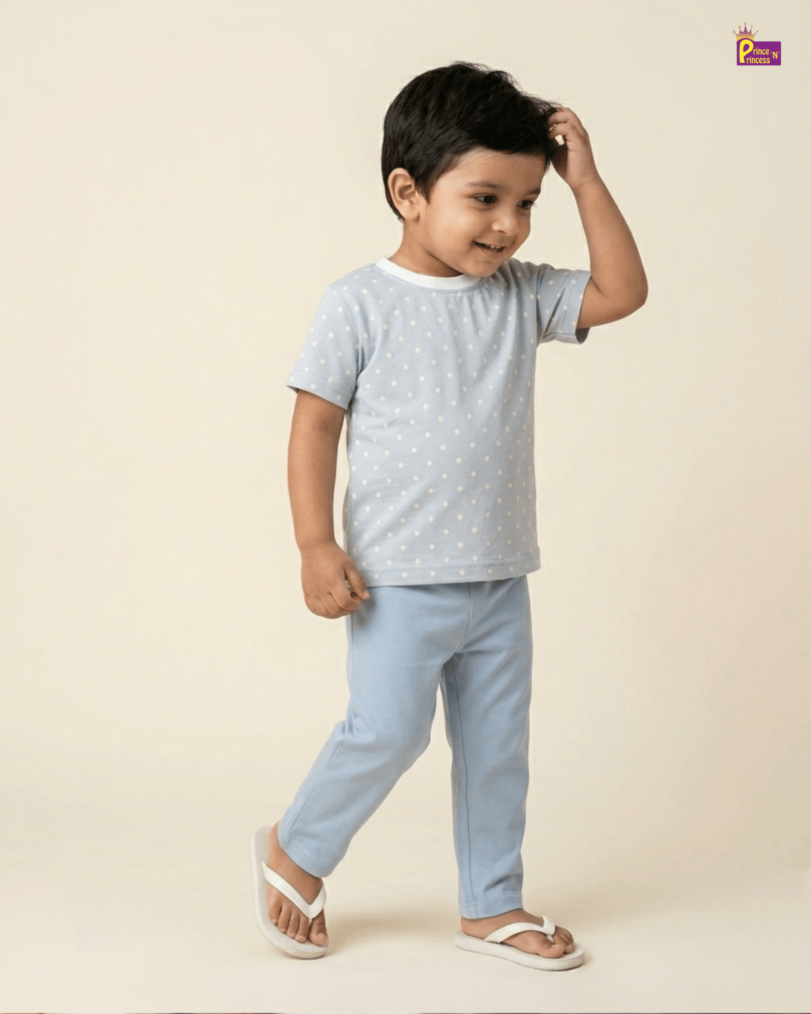 Boys Cotton Printed TShirt in Light Blue TS045 for kids festival wear