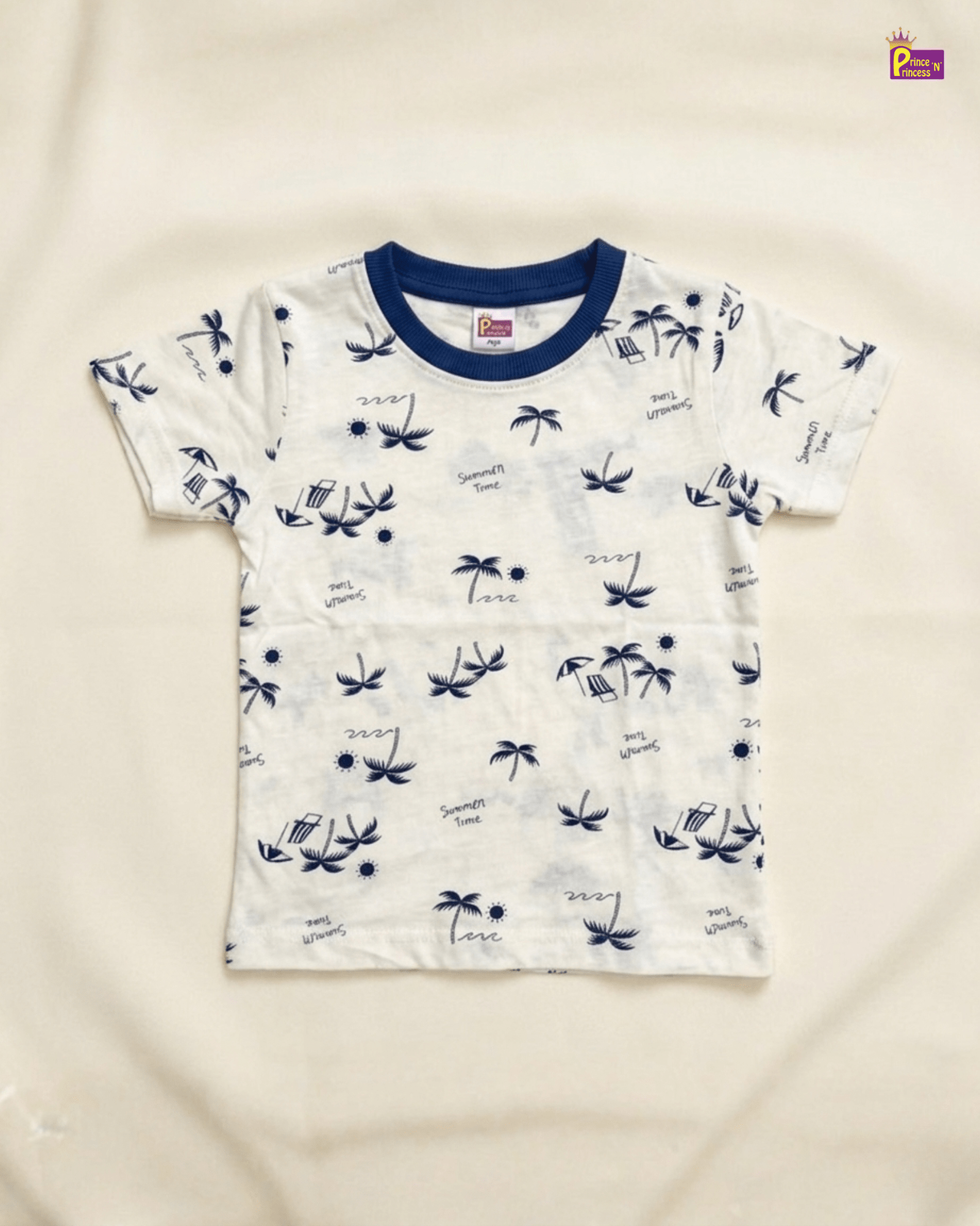 Boys Cotton Printed TShirt in Off - White TS061 for kids festival wear