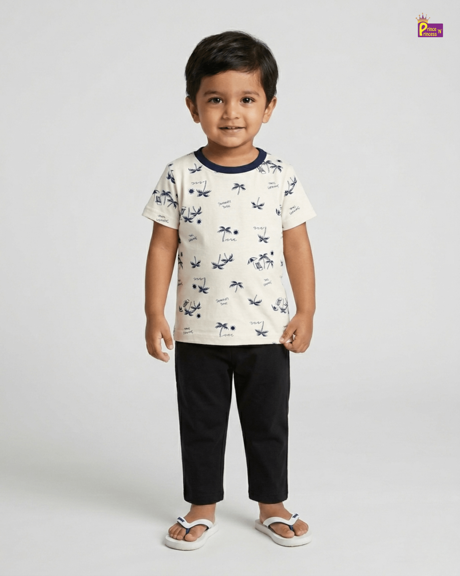 Boys Cotton Printed TShirt in Off - White TS061 for kids festival wear