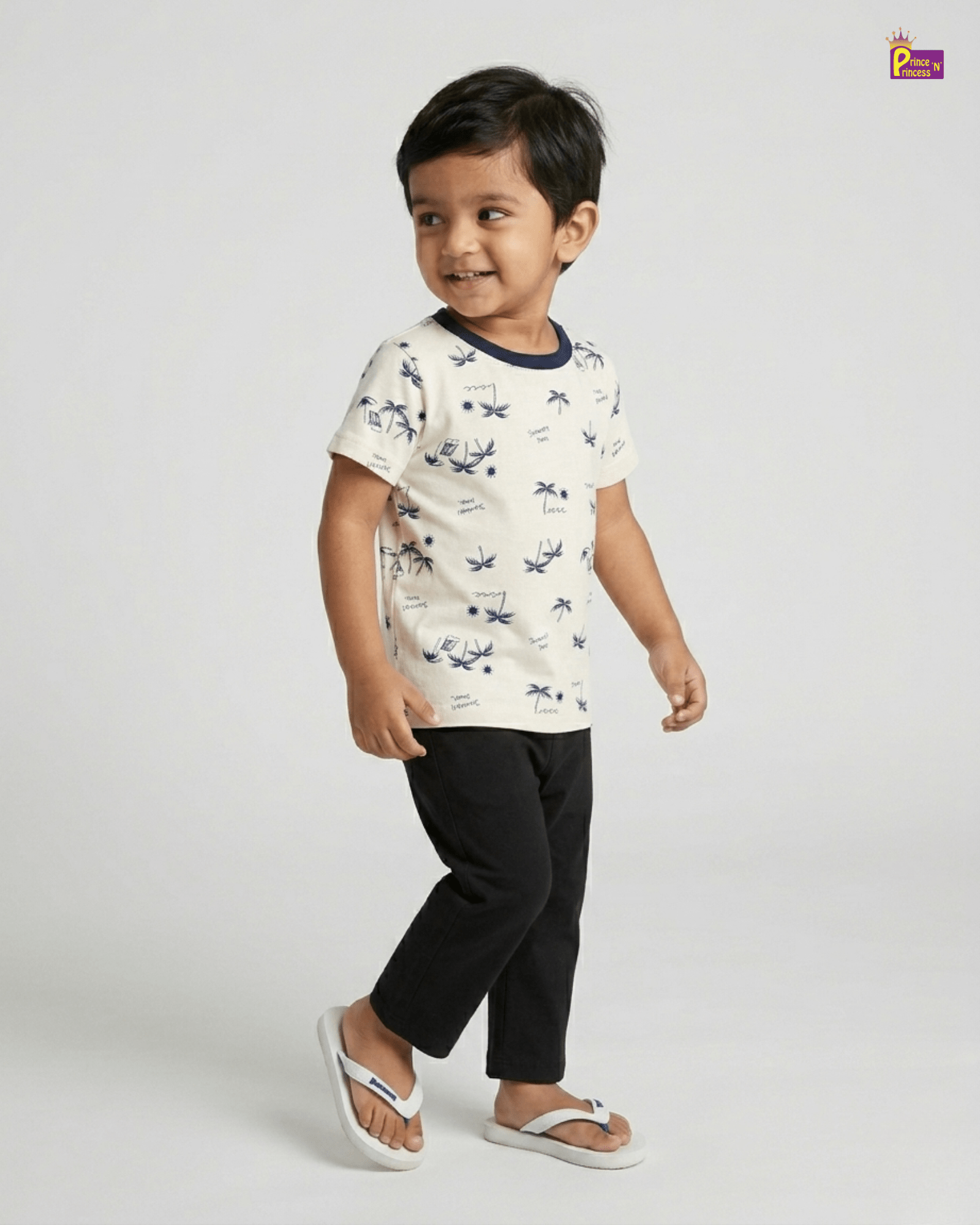 Boys Cotton Printed TShirt in Off - White TS061 for kids festival wear