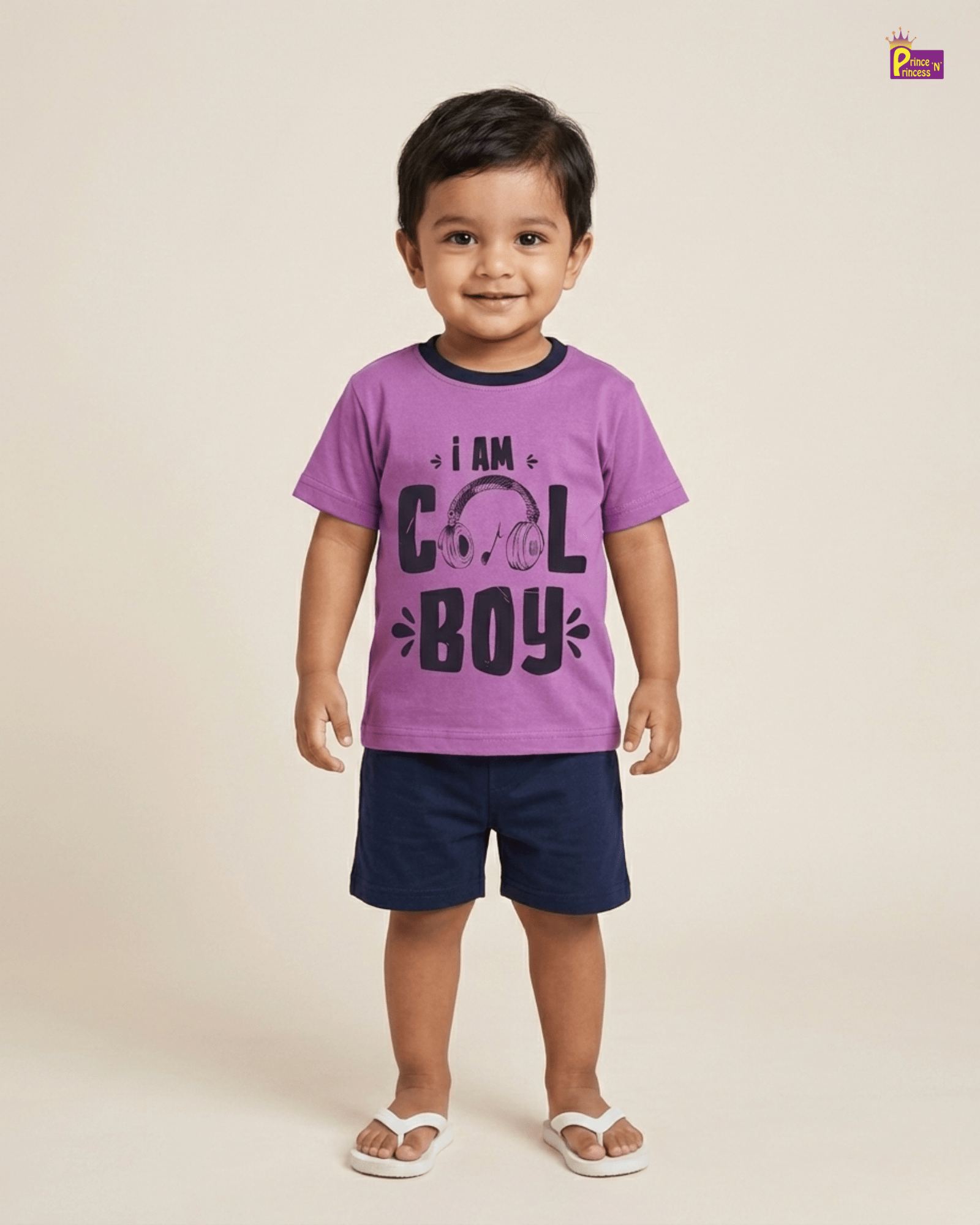 Boys Cotton Printed TShirt in Purple TS085 for kids festival wear