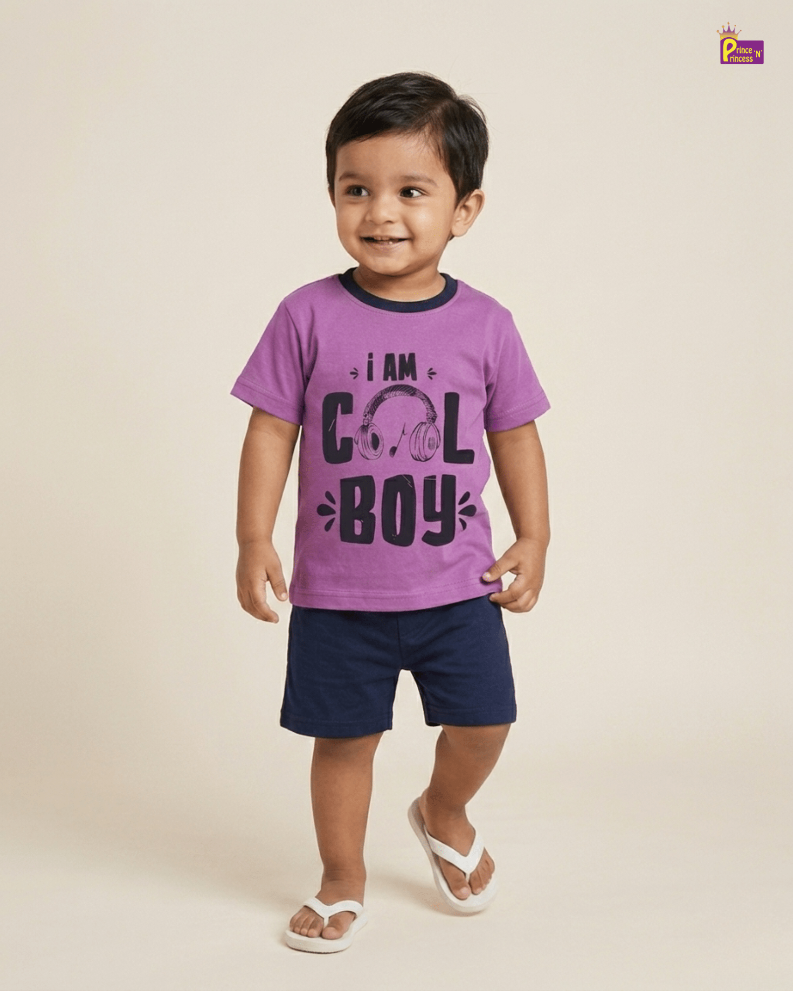 Boys Cotton Printed TShirt in Purple TS085 for kids festival wear