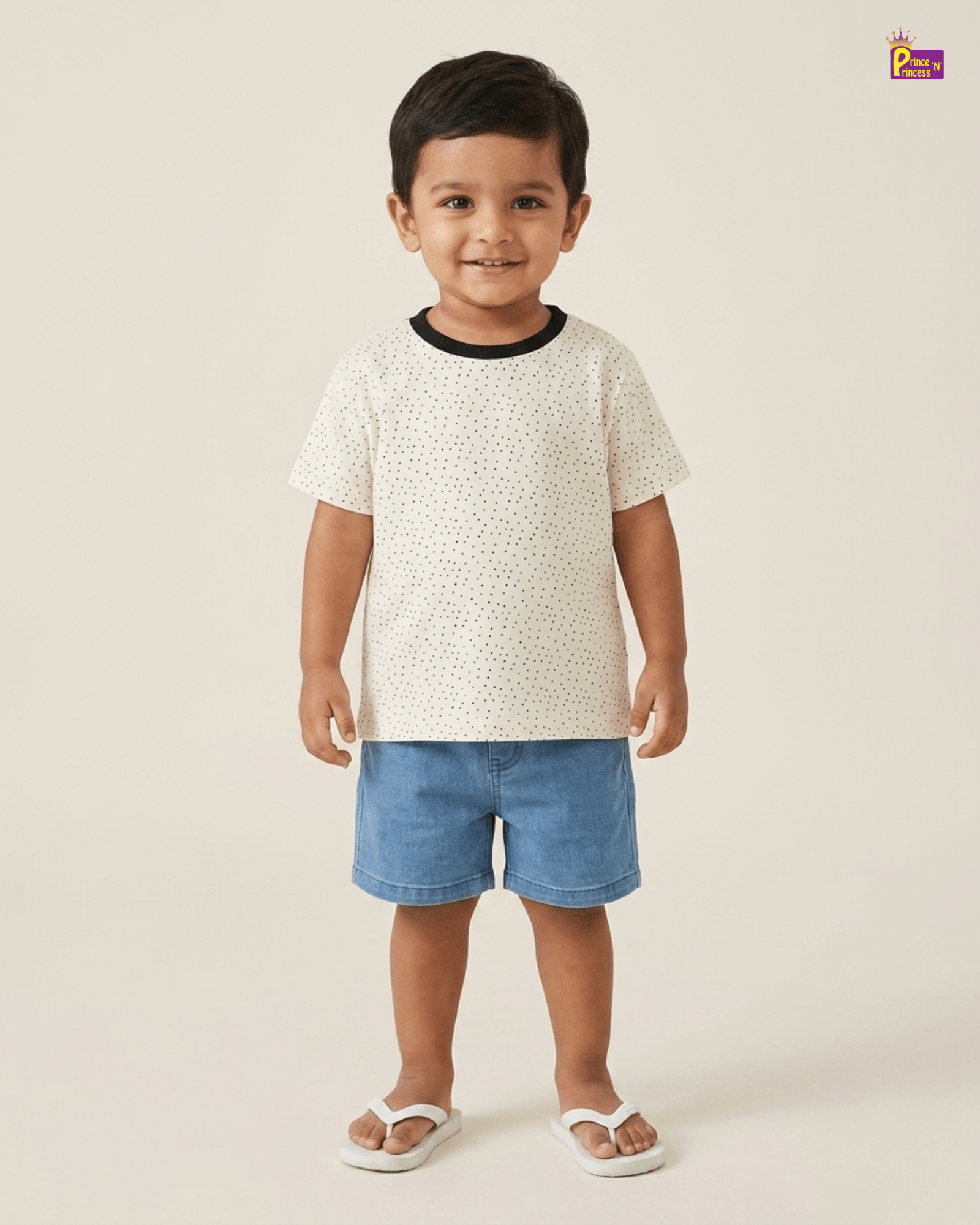 Boys Cotton Printed TShirt in White TS018 for kids festival wear