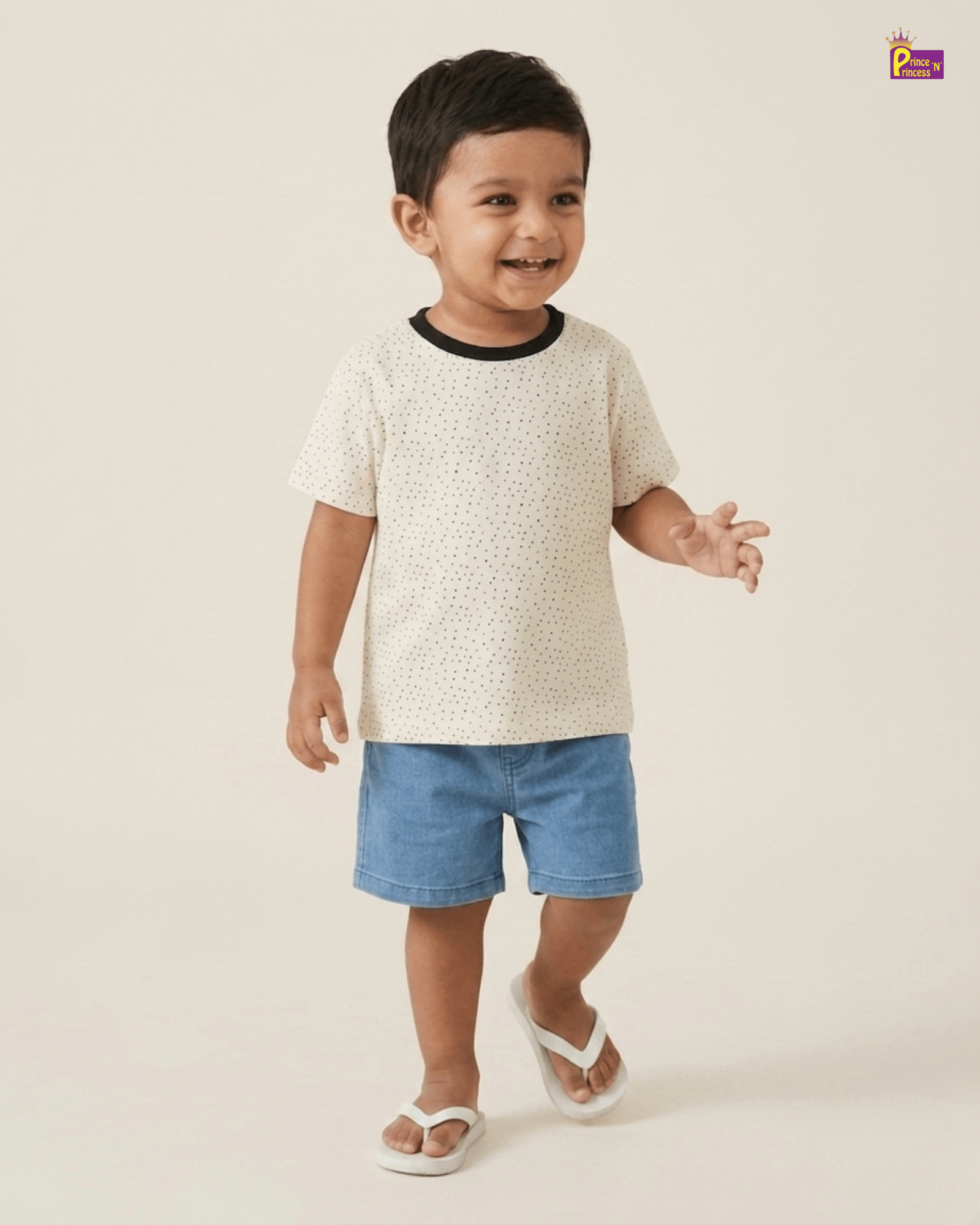 Boys Cotton Printed TShirt in White TS018 for kids festival wear
