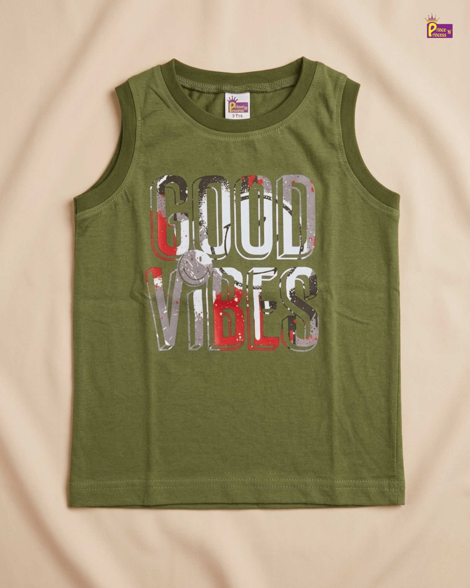 Boys Cotton Sleeveless T shirt in Green TS127 for kids festival wear