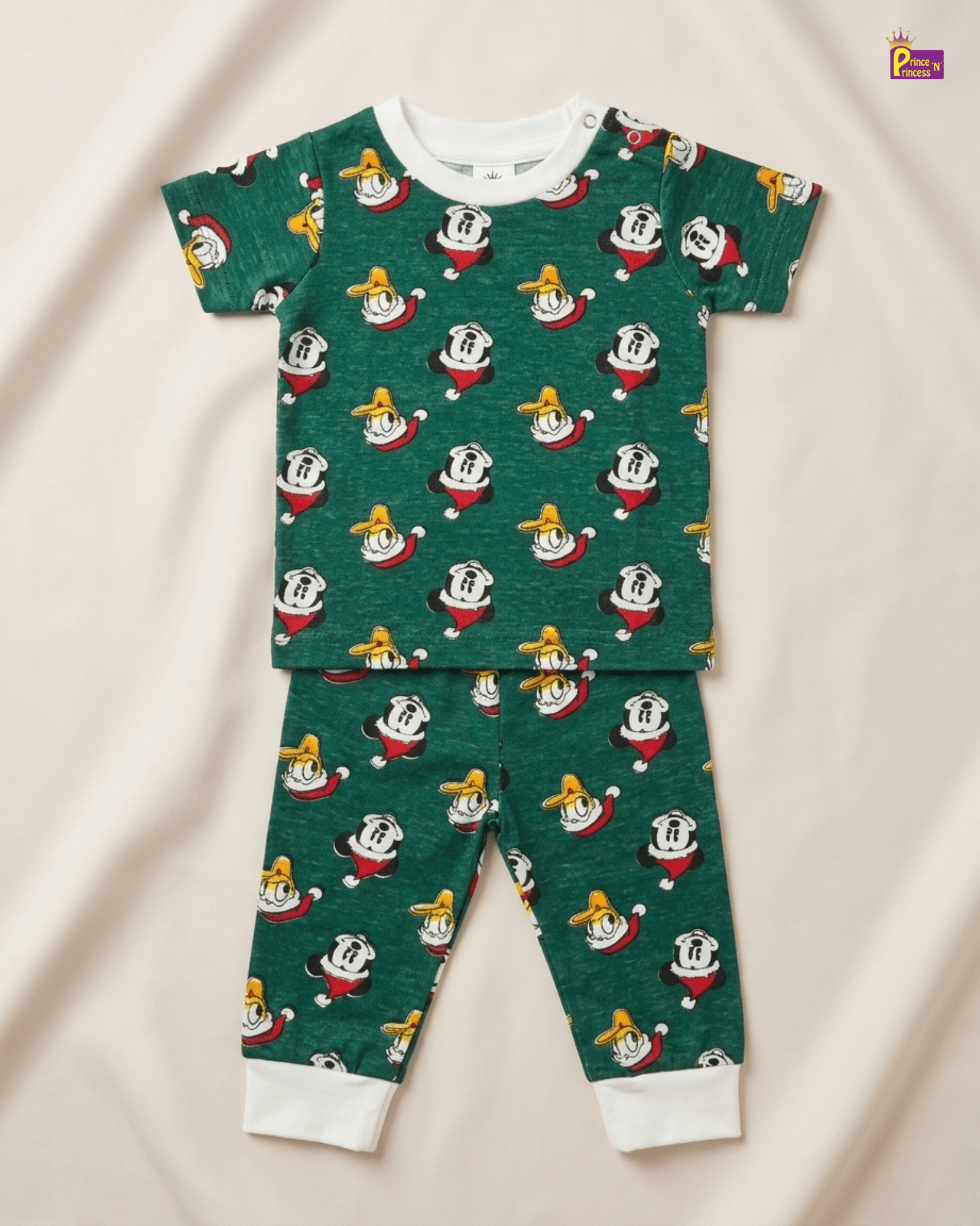 Boys Cotton T-Shirt Set in Green TS197 for kids festival wear
