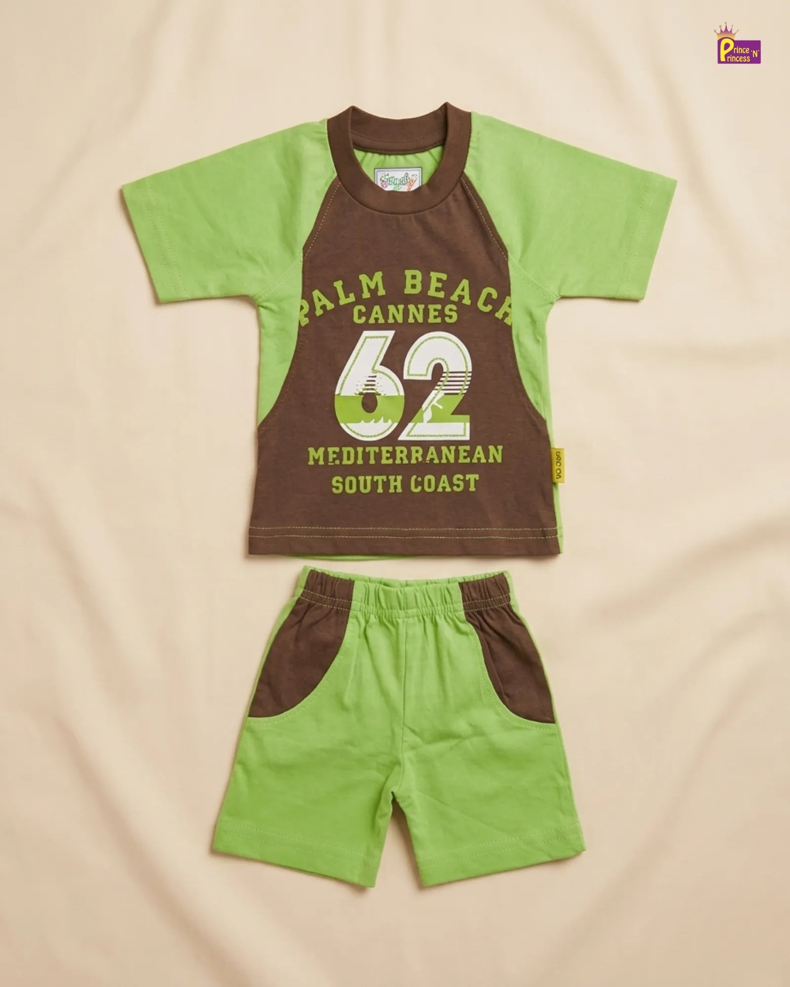 Boys Cotton T-Shirt Set in Green TS198 for kids festival wear