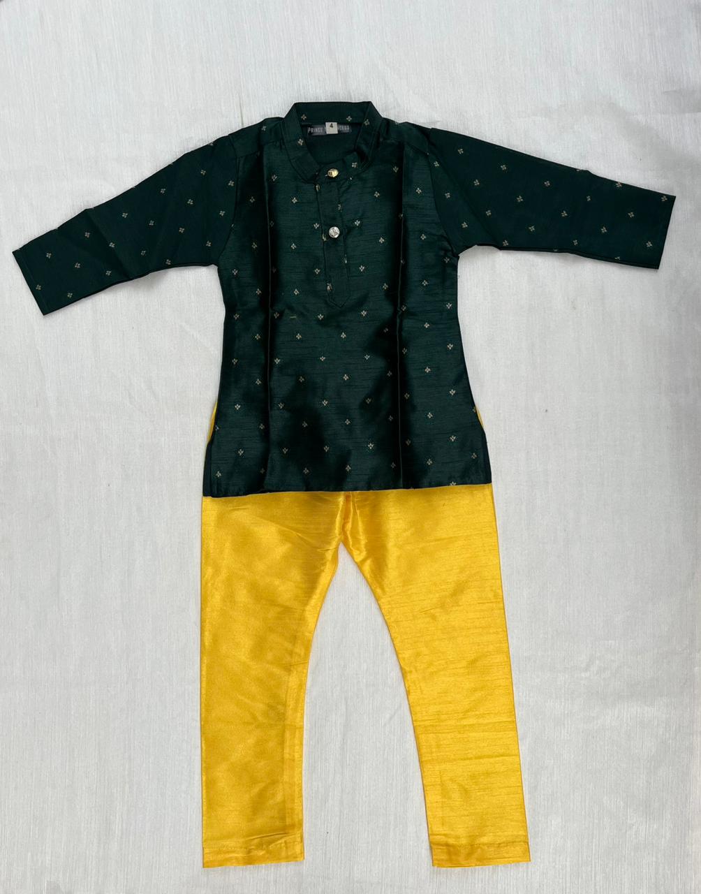 Boys Dark Green Kurta Pajama KP194 - Prince N Princess