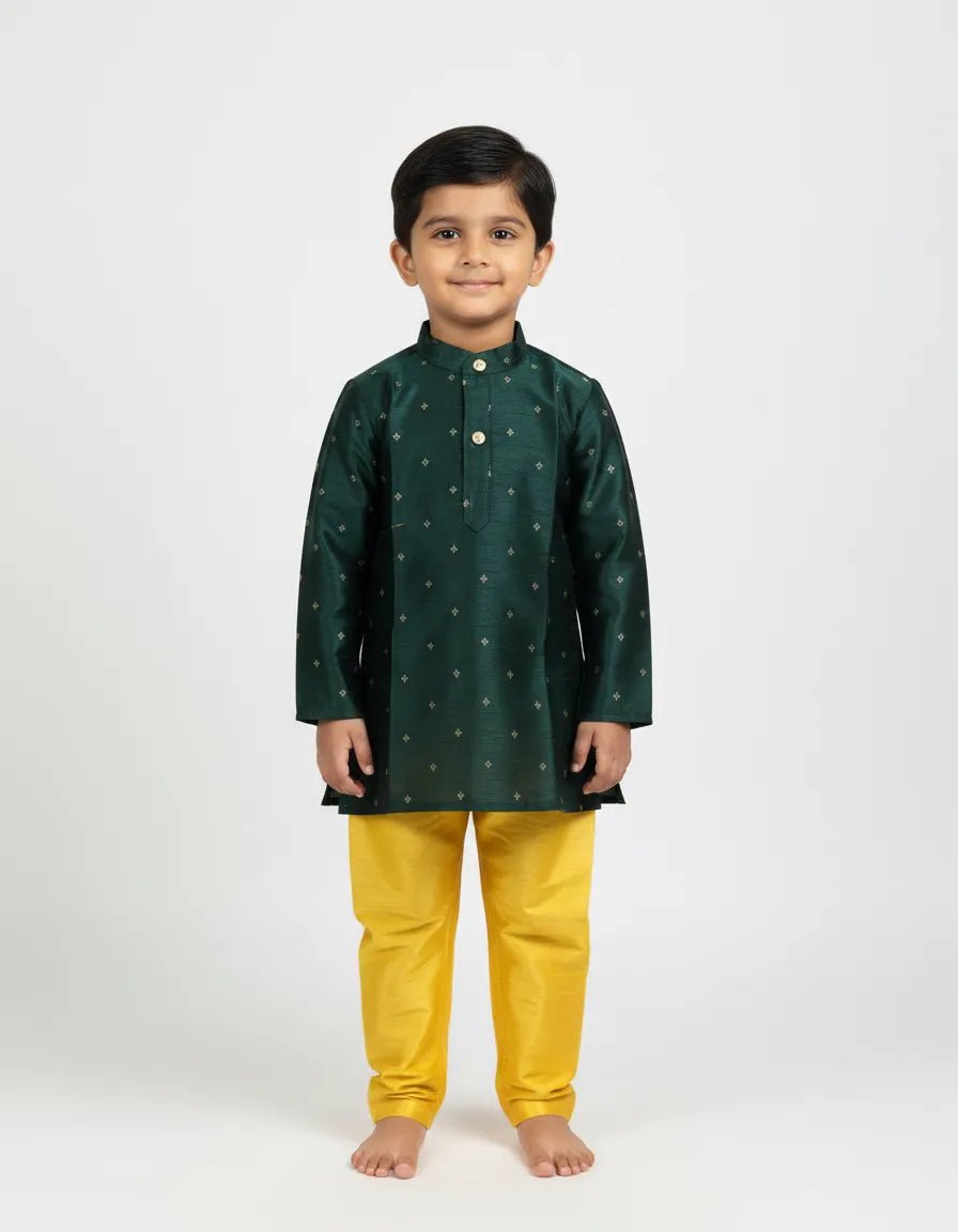 Boys Dark Green Kurta Pajama KP194 - Prince N Princess