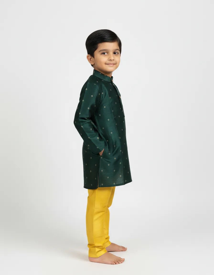 Boys Dark Green Kurta Pajama KP194 - Prince N Princess