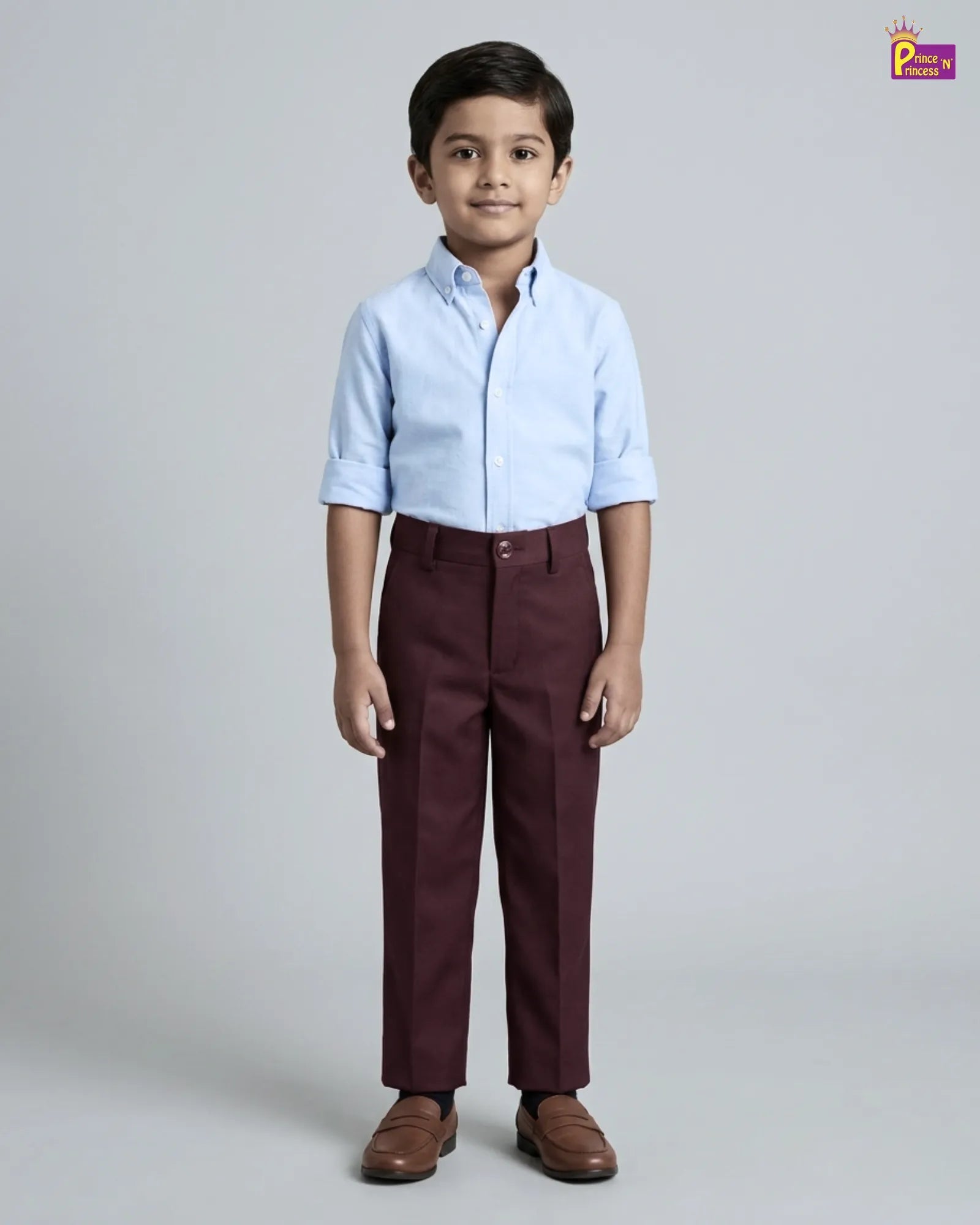 Boys Formal Pant - Kids Brown Straight Fit Dress Trouser for Wedding & Party PT053 for kids festival wear