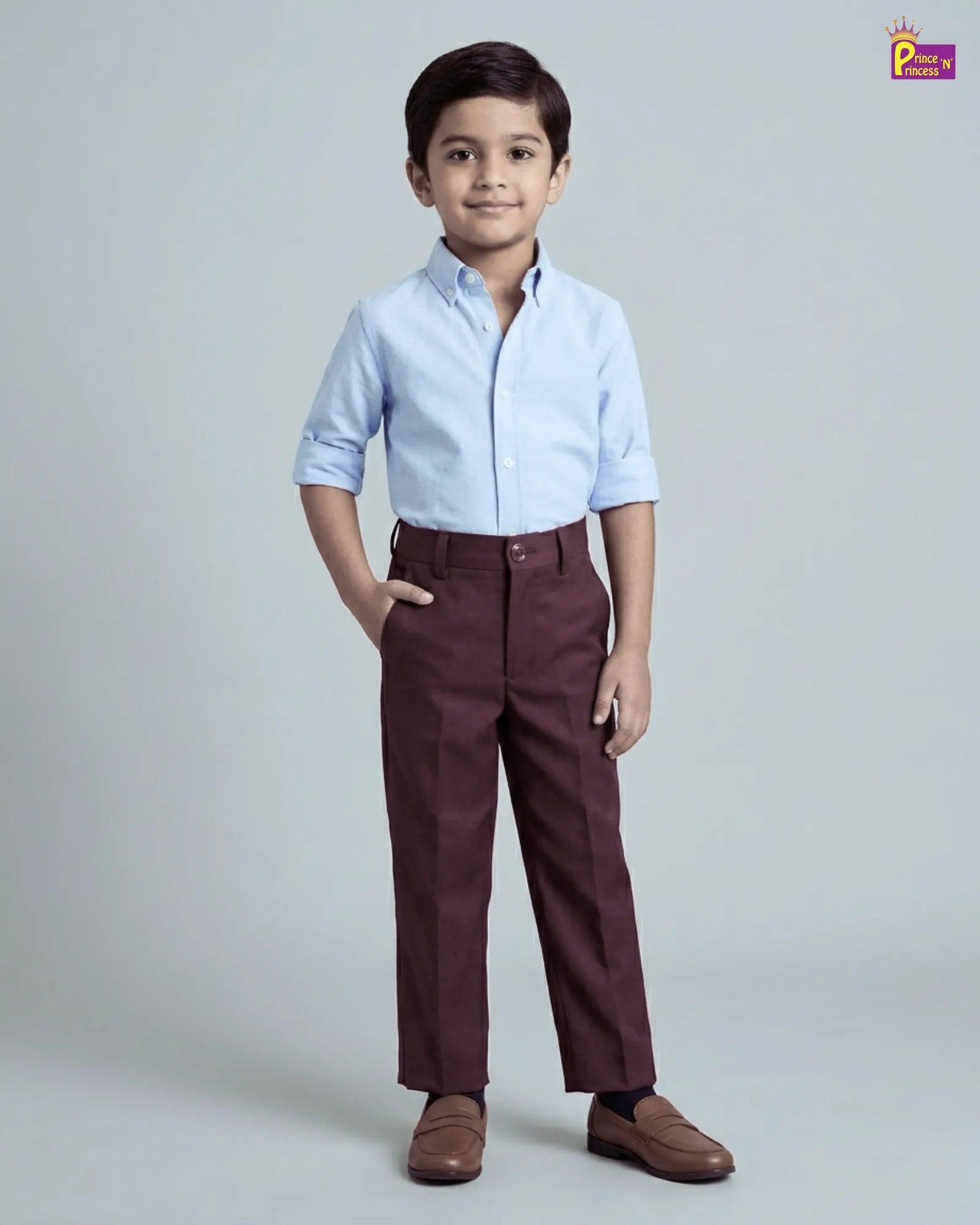 Boys Formal Pant - Kids Brown Straight Fit Dress Trouser for Wedding & Party PT053 for kids festival wear