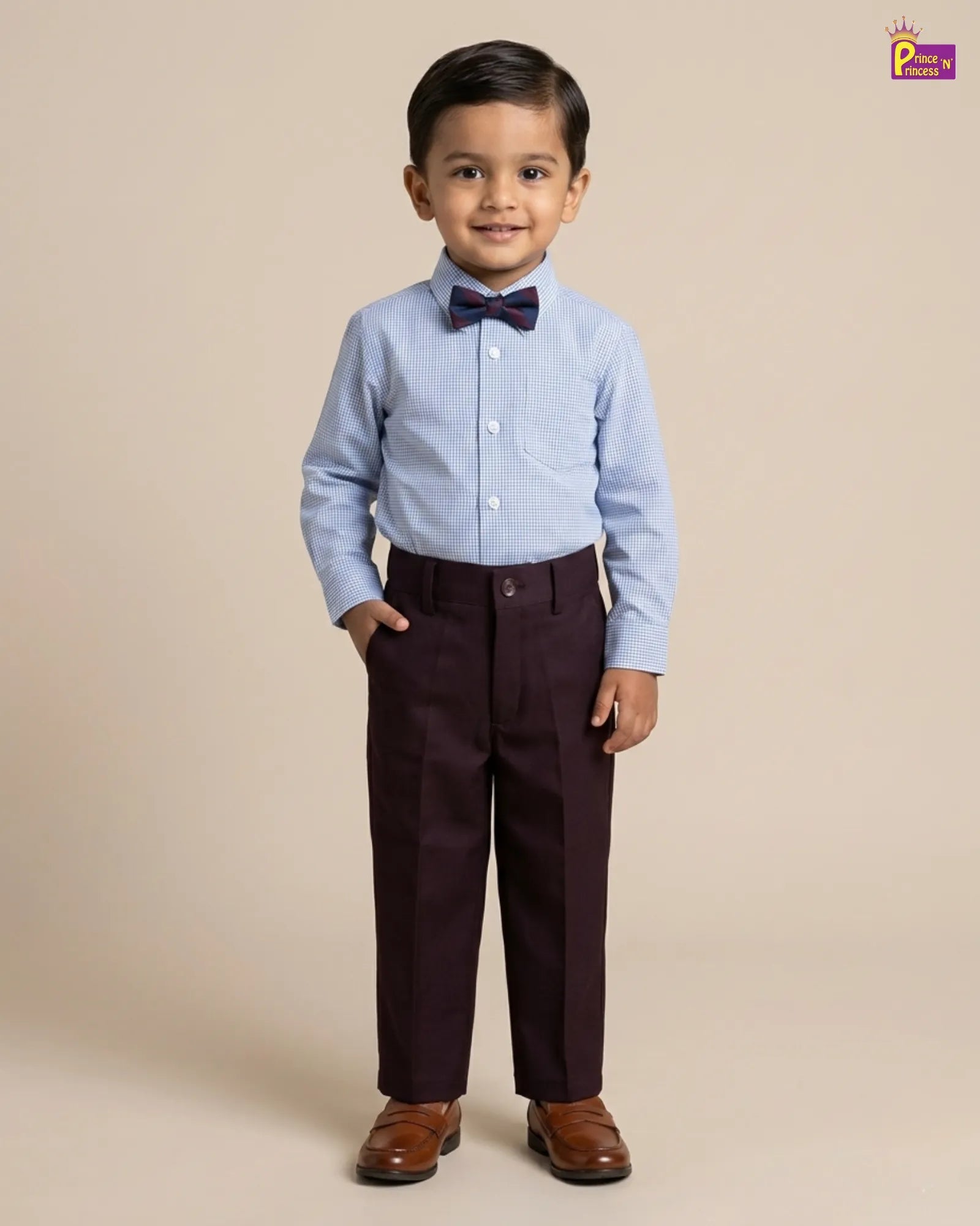 Boys Formal Pant - Kids Dark Brown Straight Fit Dress Pant for Wedding & Party PT054 for kids festival wear