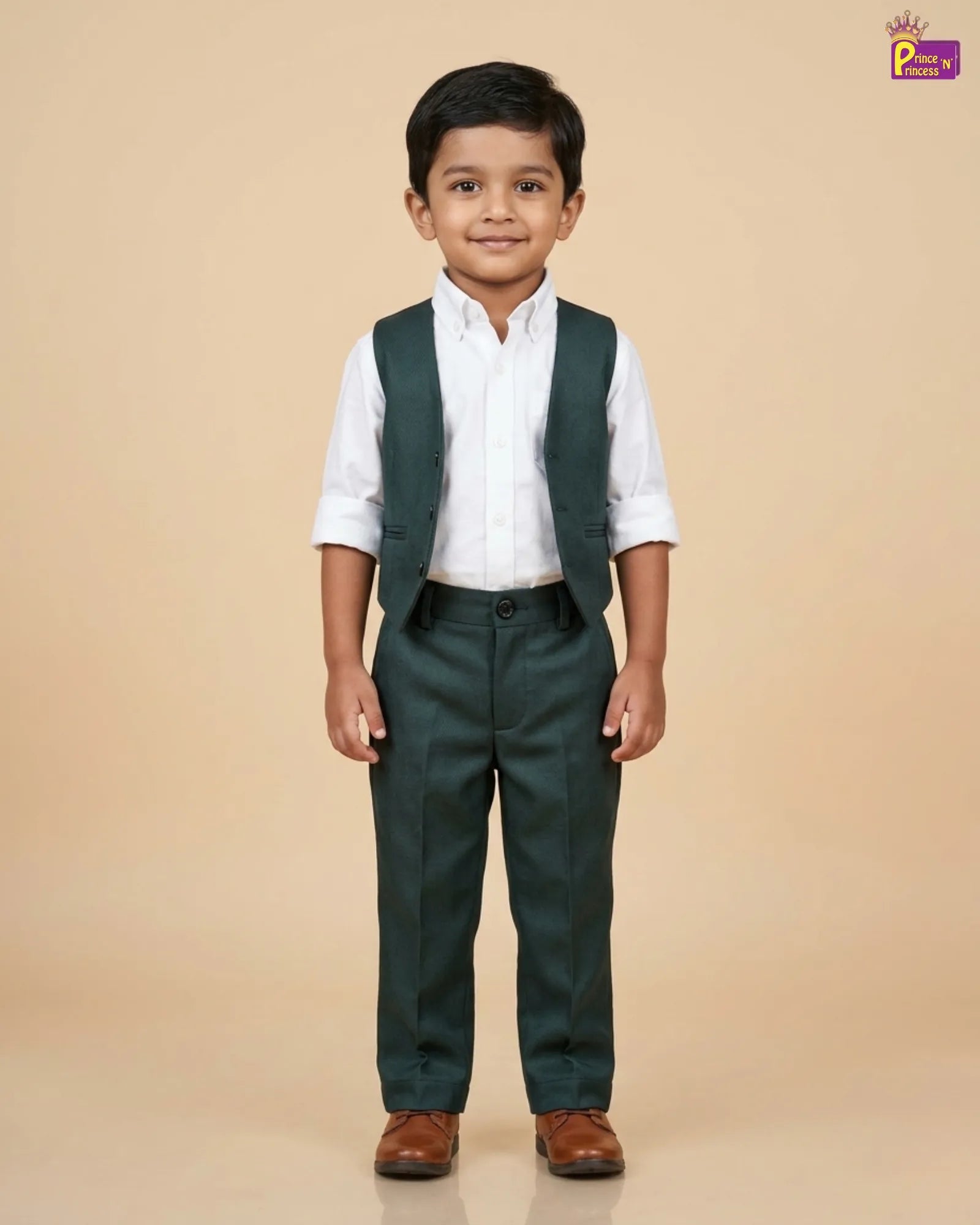Boys Formal Pant - Kids Dark Green Straight Fit Dress pant for School & Party PT057 for kids festival wear
