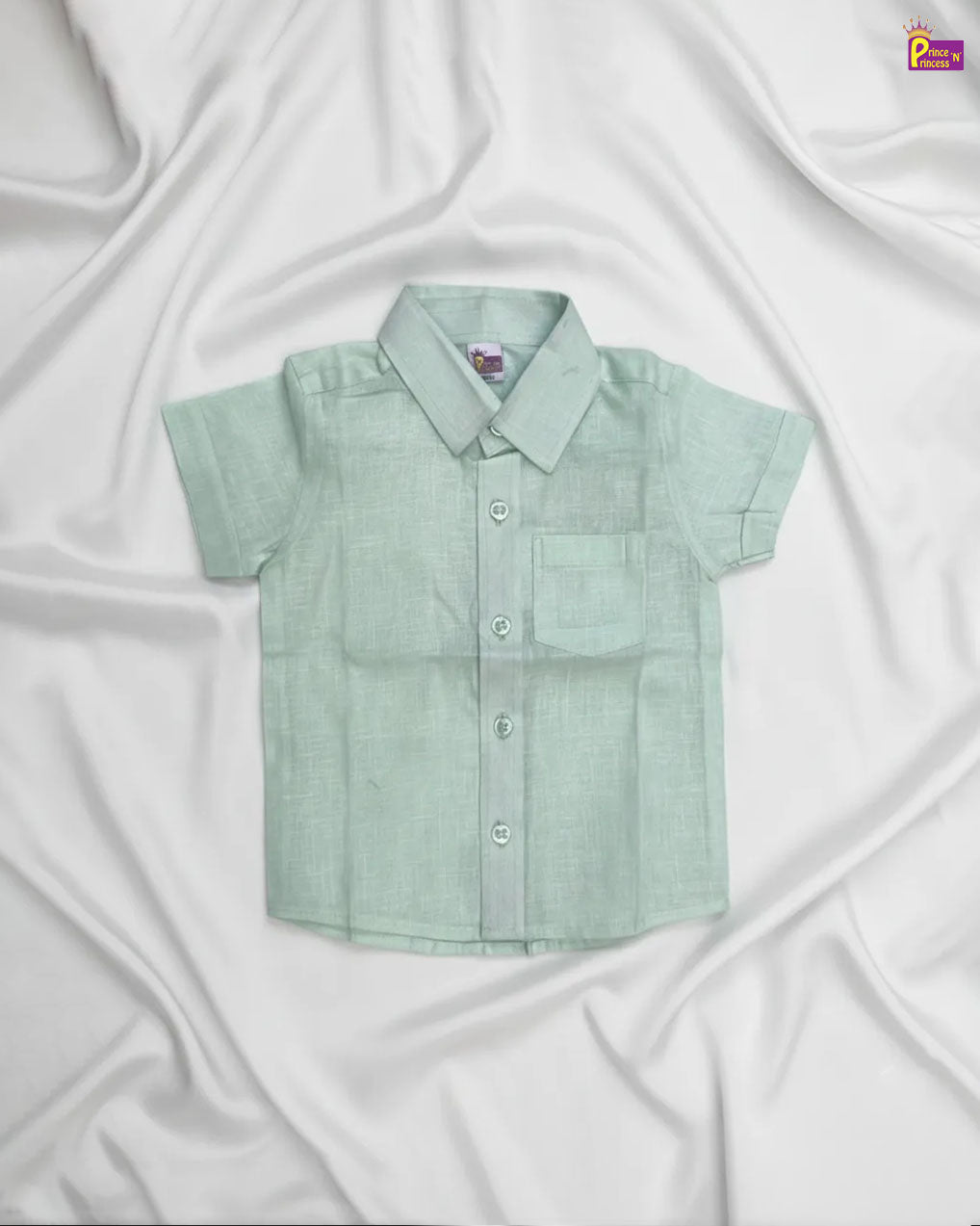 Boys Green Cotton Shirt ST065 - Prince N Princess