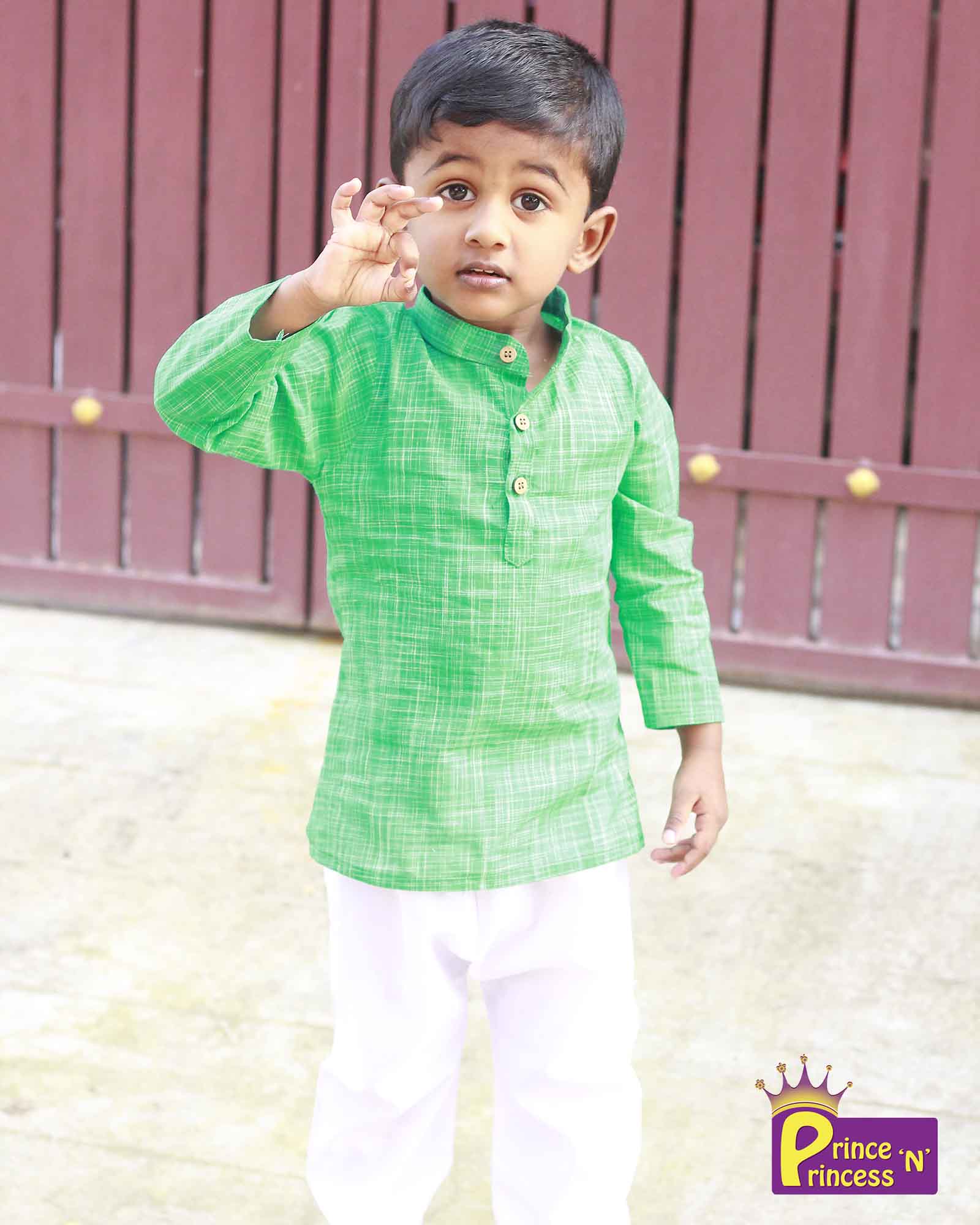 Boys Green Kurta Pajama KP048 - Prince N Princess