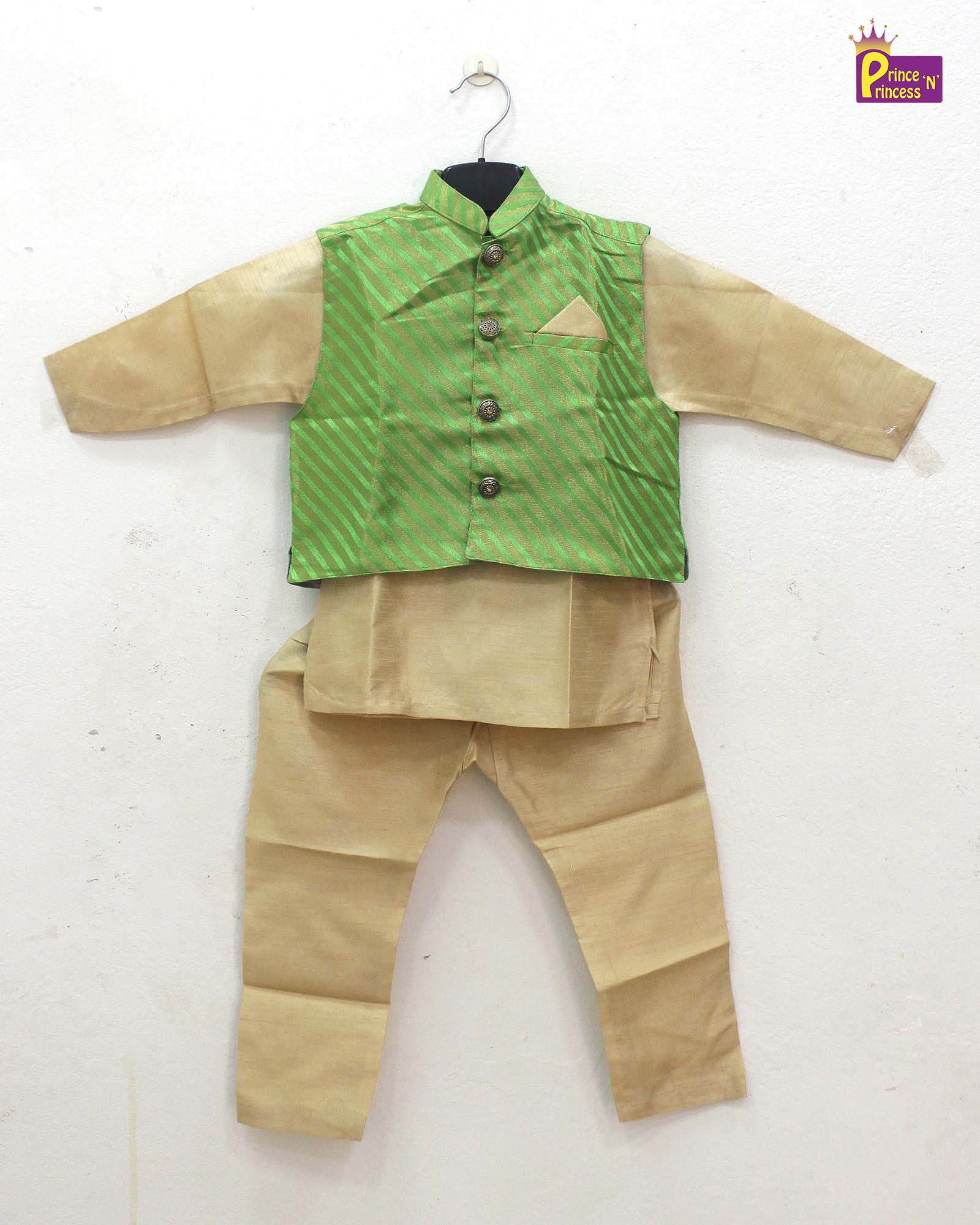 Boys Green Overcoat Sherwani KP144 - Prince N Princess