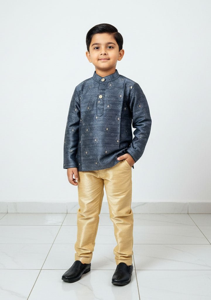 Boys Grey With Sandal Kurta Pajama KP192 - Prince N Princess
